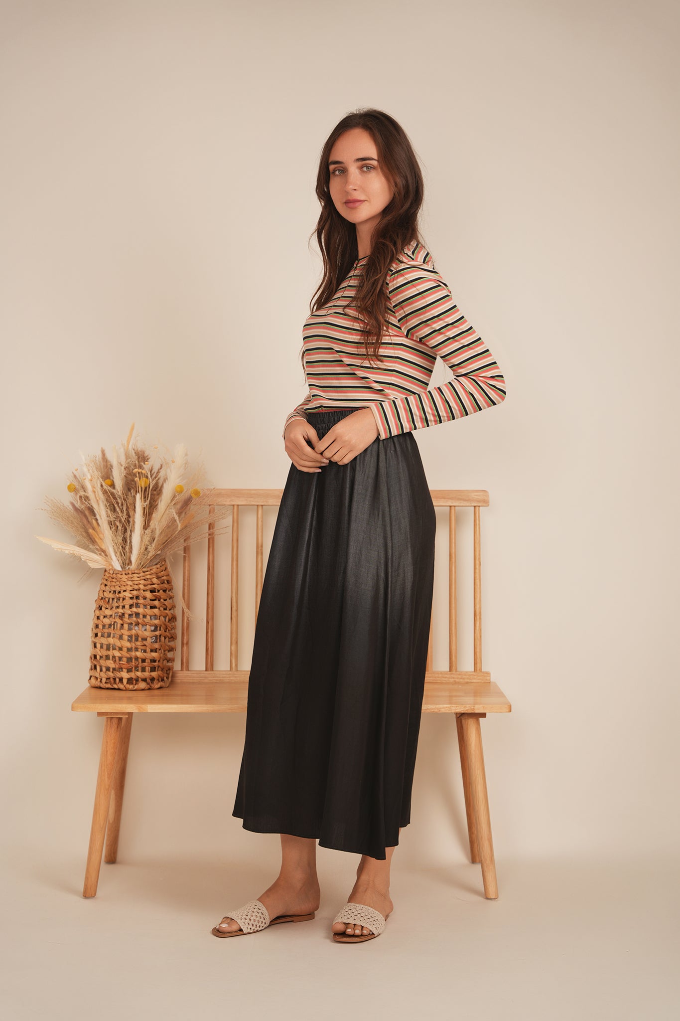 Ribbed Striped Henley Tee in by Spades