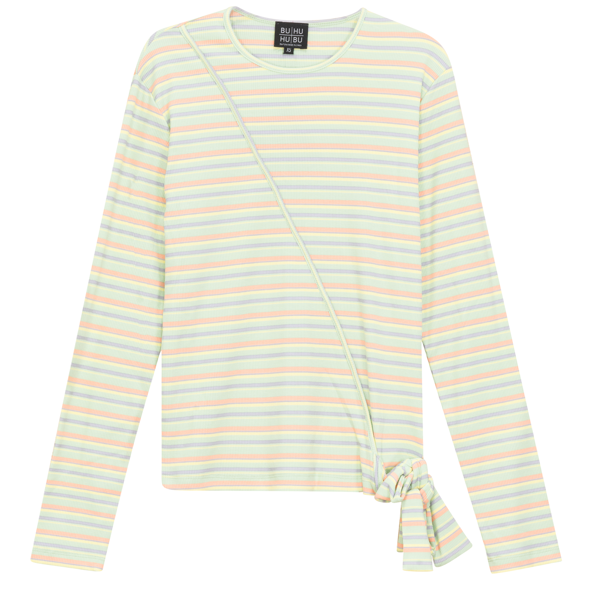 Striped Wrap Tee in Mint Coral by BuHu
