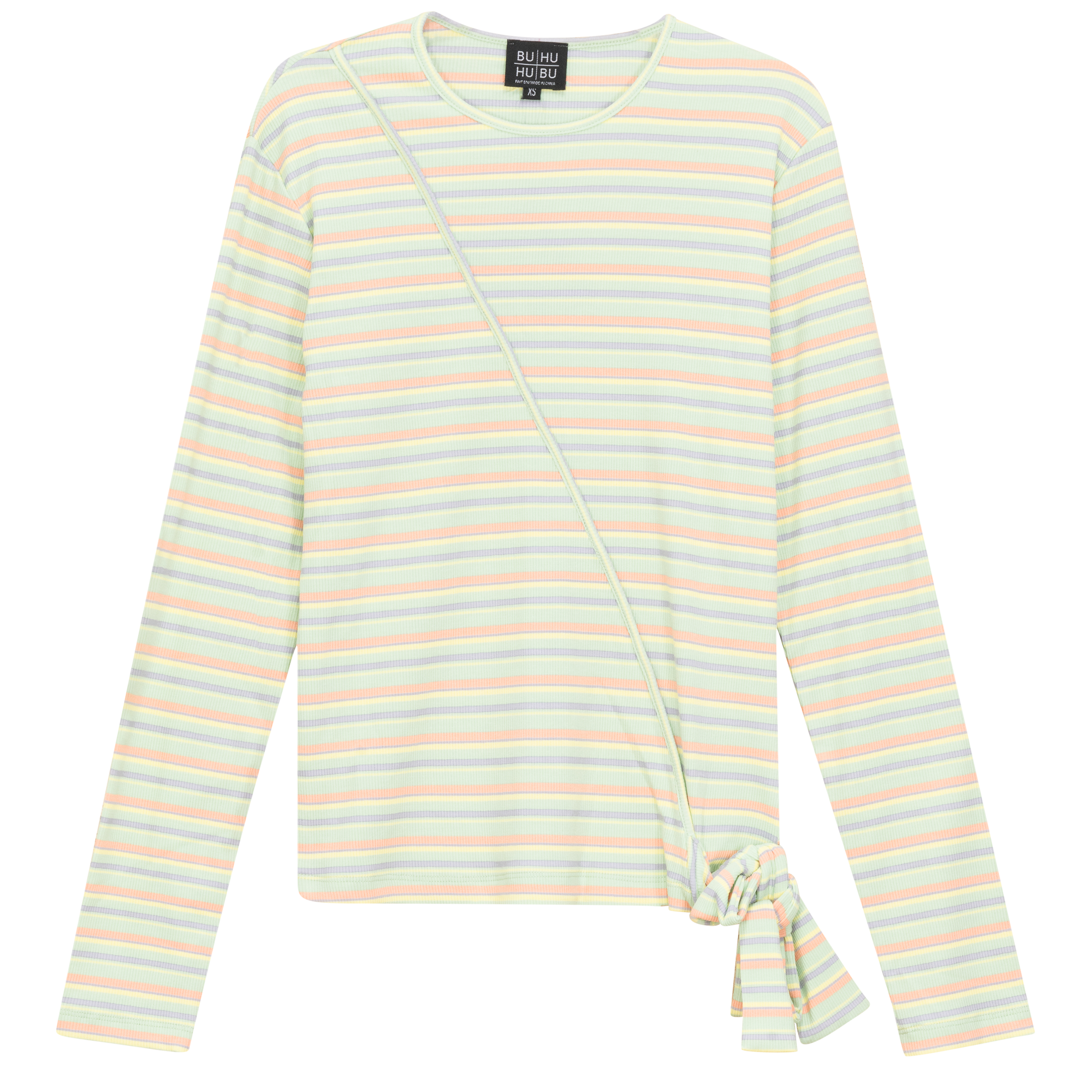 Striped Wrap Tee in Mint Coral by BuHu