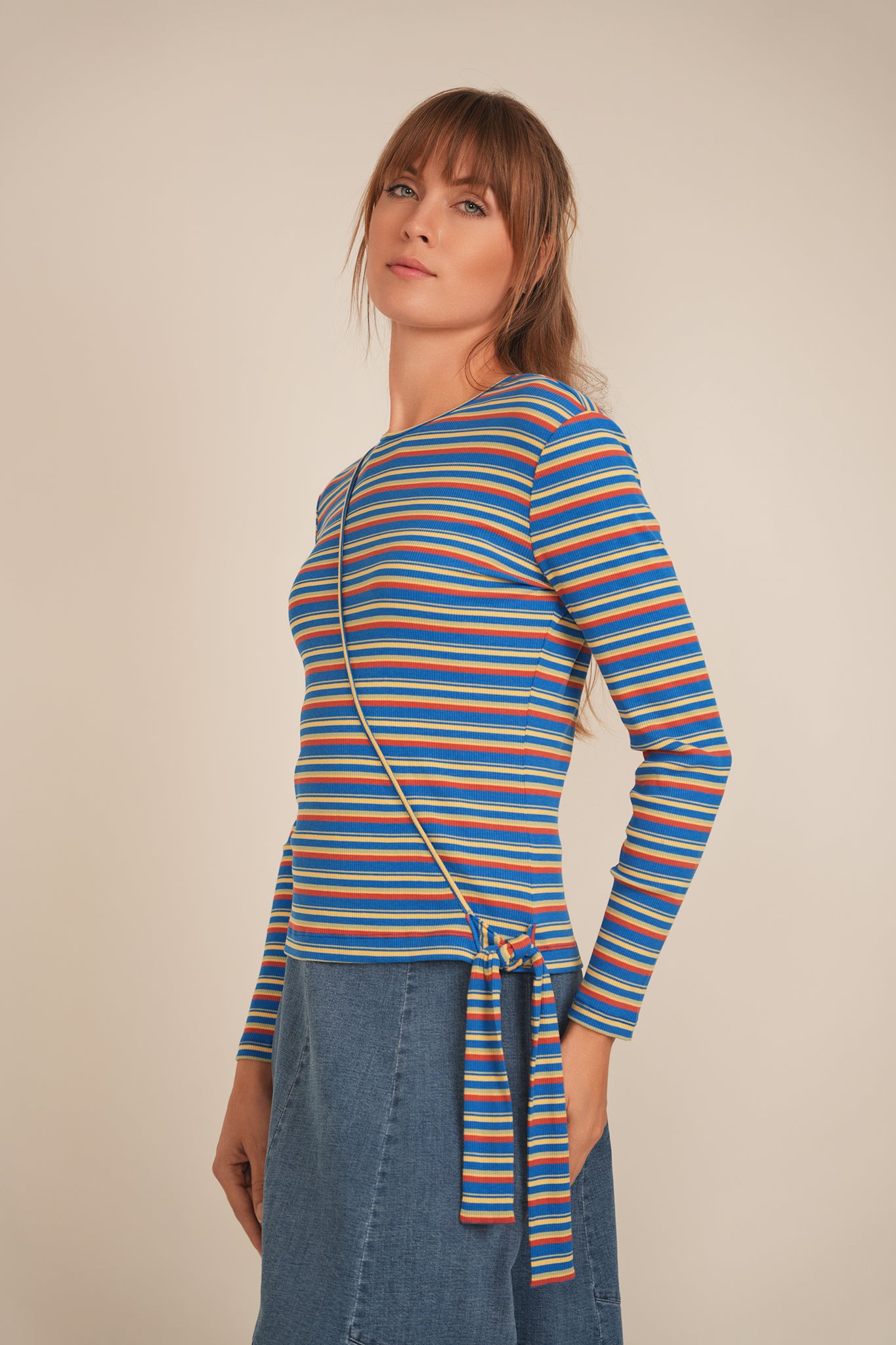 Striped Wrap Tee in by BuHu