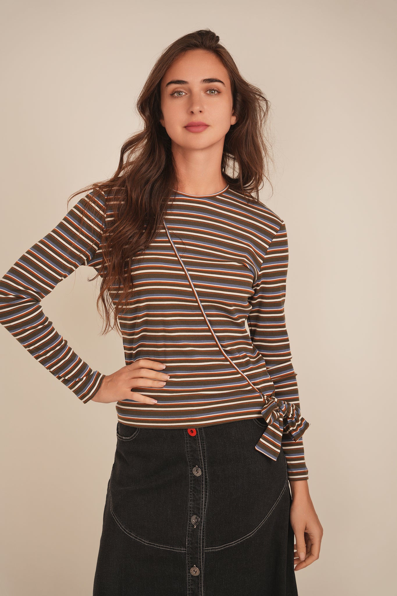 Striped Wrap Tee in by BuHu