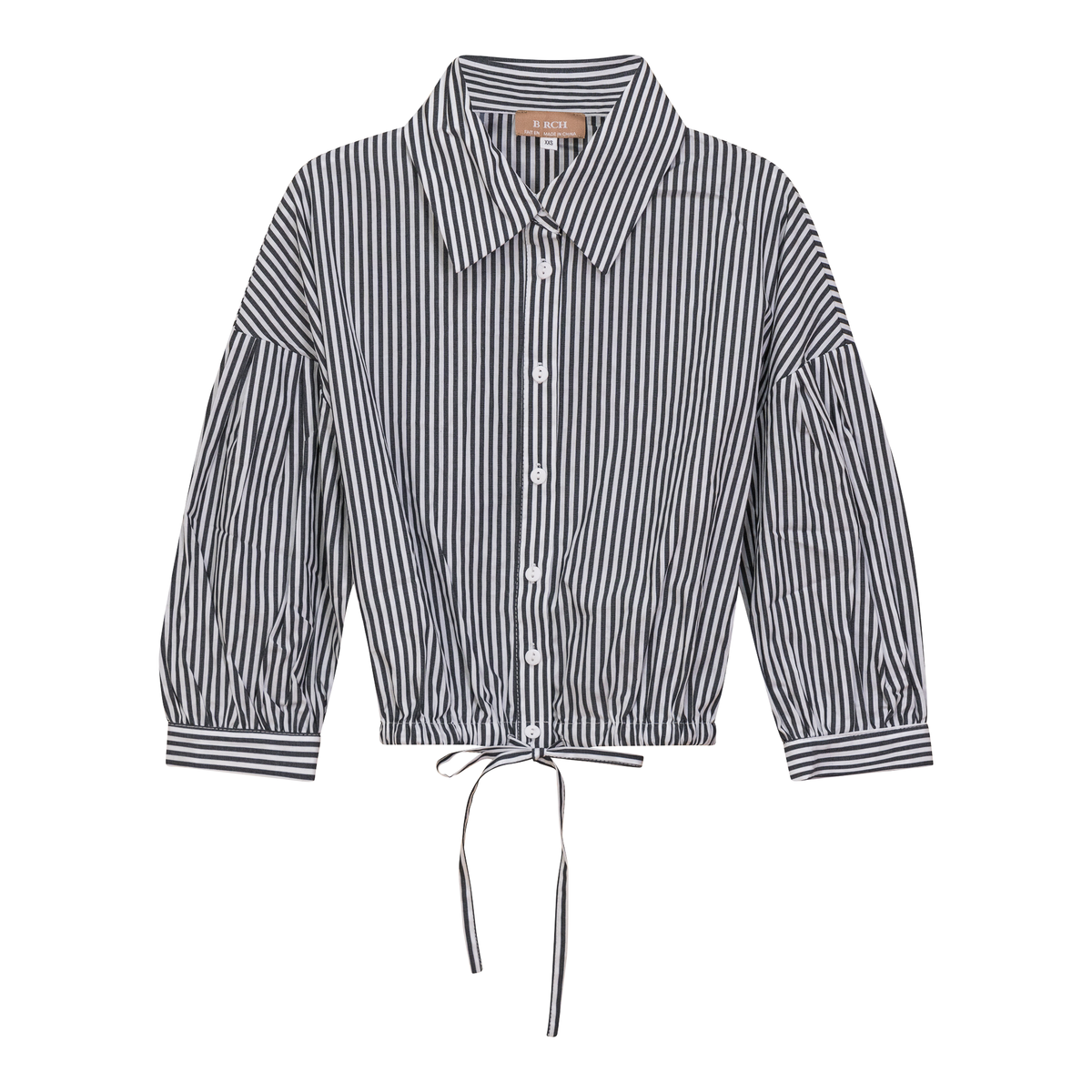 Striped Cropped Bungee Blouse in Black White by Birch