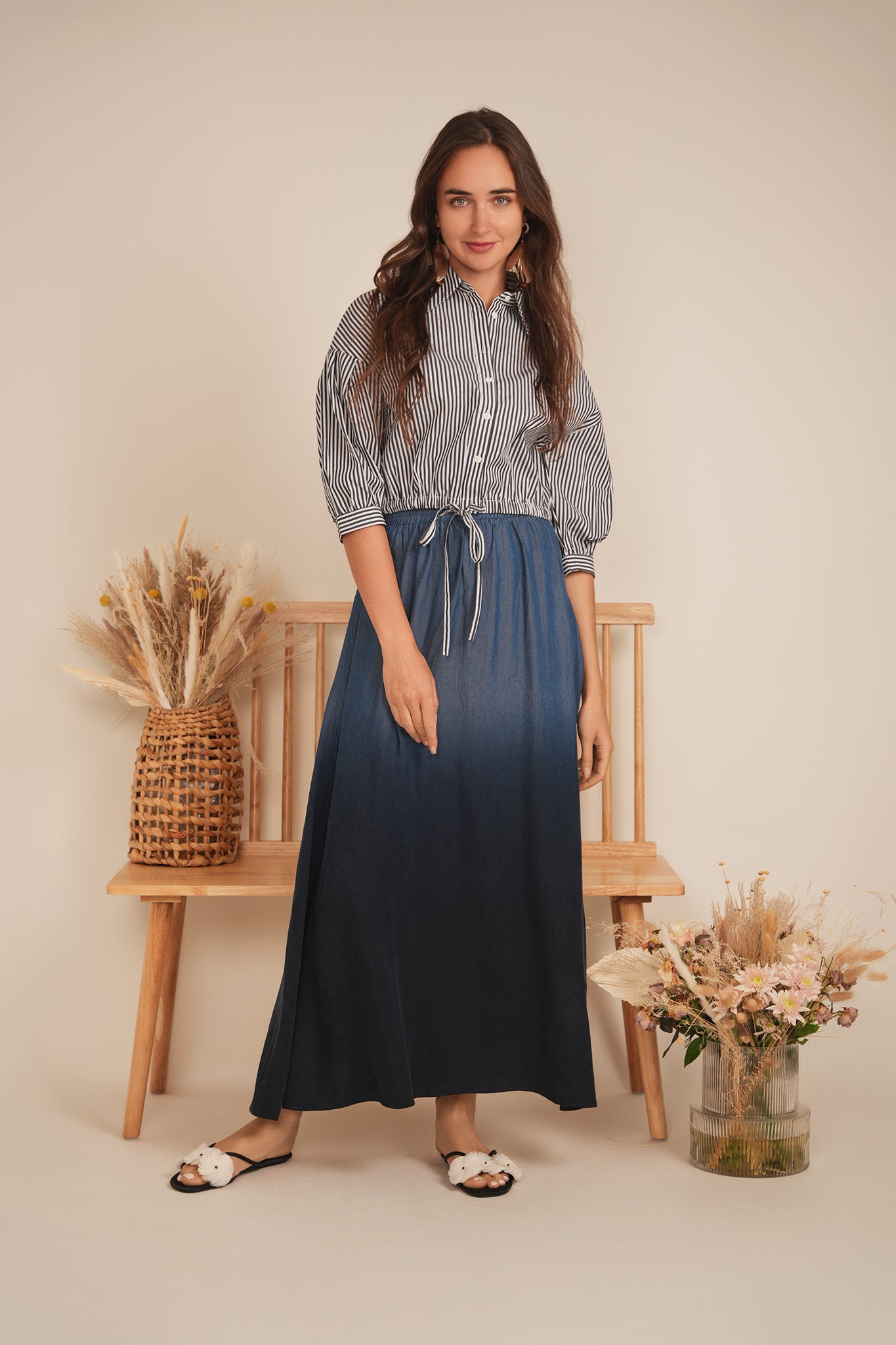 Striped Cropped Bungee Blouse in by Birch