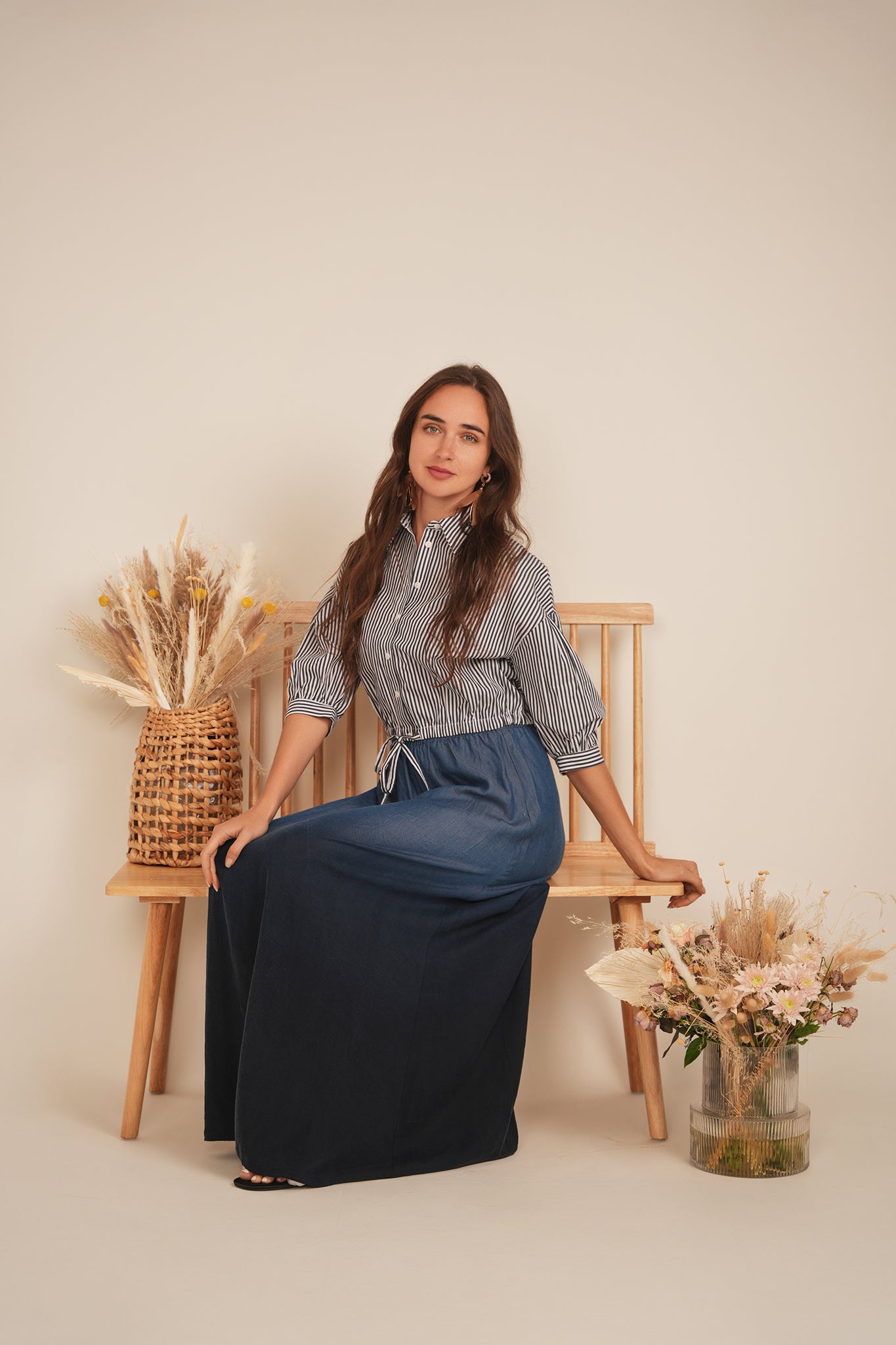 Striped Cropped Bungee Blouse in by Birch