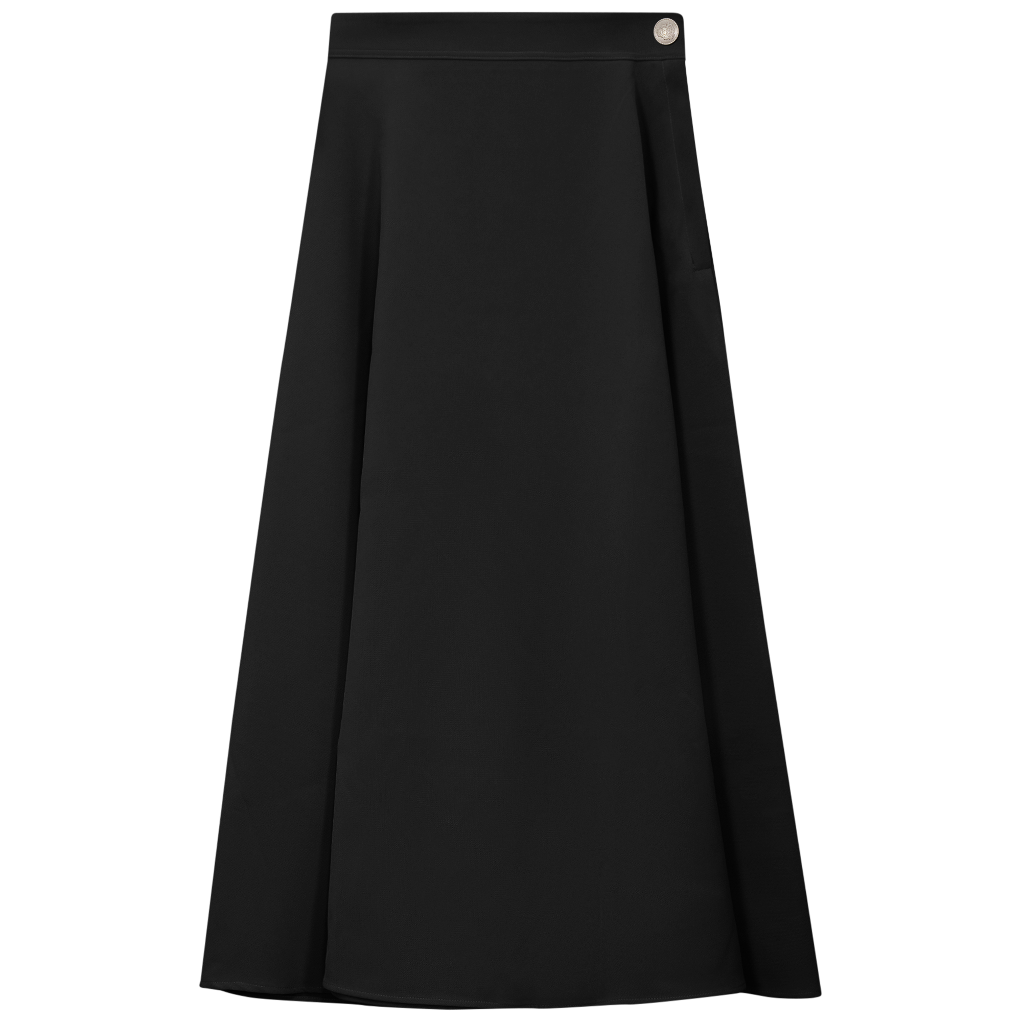 Midi A Line Crepe Skirt in Black by Viva K