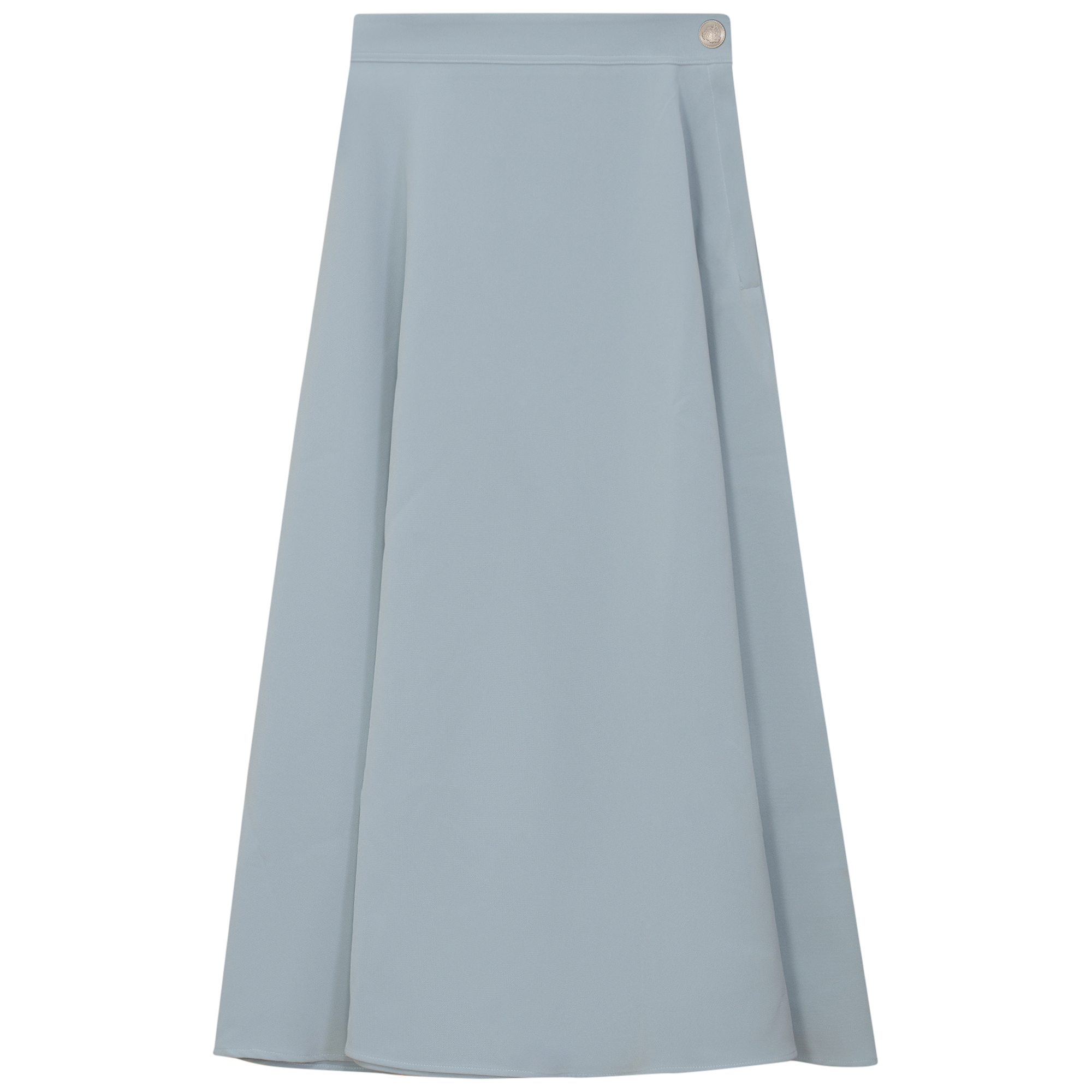 Midi A Line Crepe Skirt in Dusty Blue by Viva K