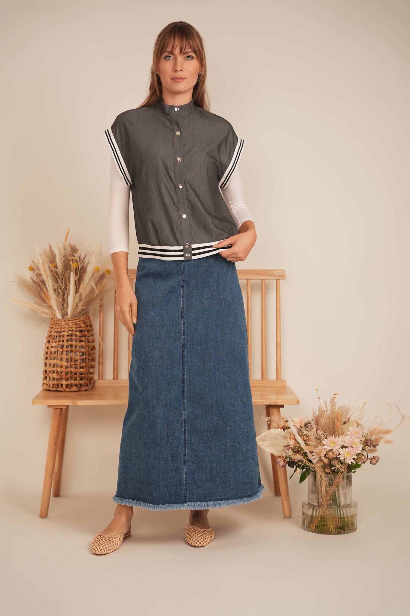 Denim Jacket Vest in by E.U.X. Exclusive