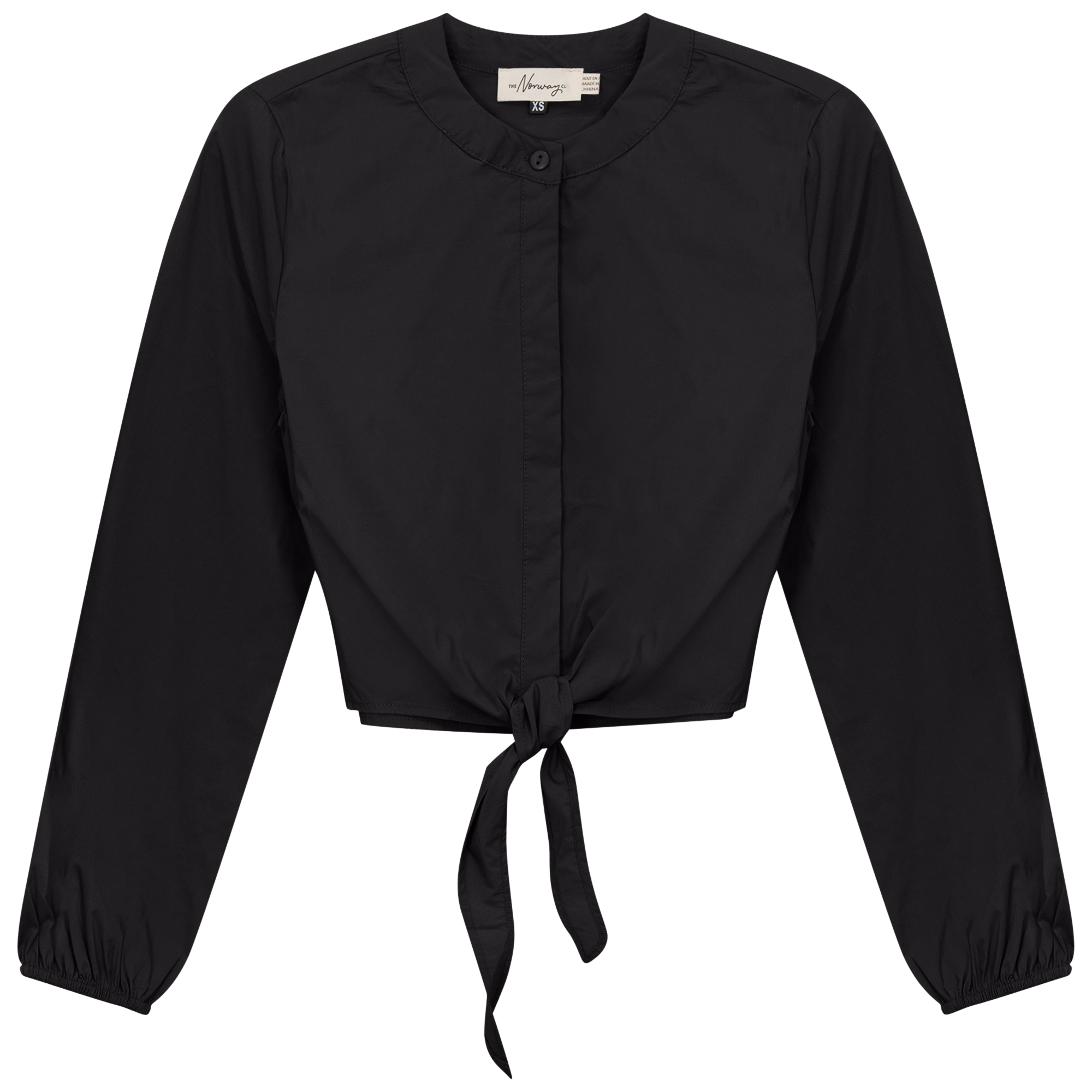 Cropped Cotton Tie Blouse in by The Norway Club