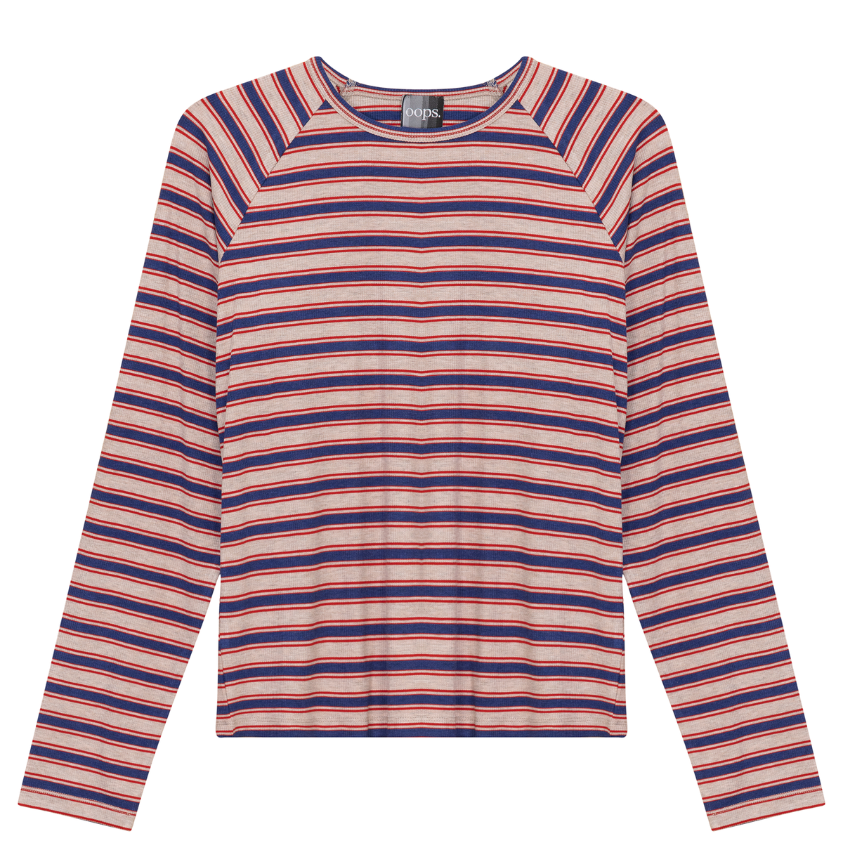 Raglan Sleeve Striped Tee in Denim Stone by Oops