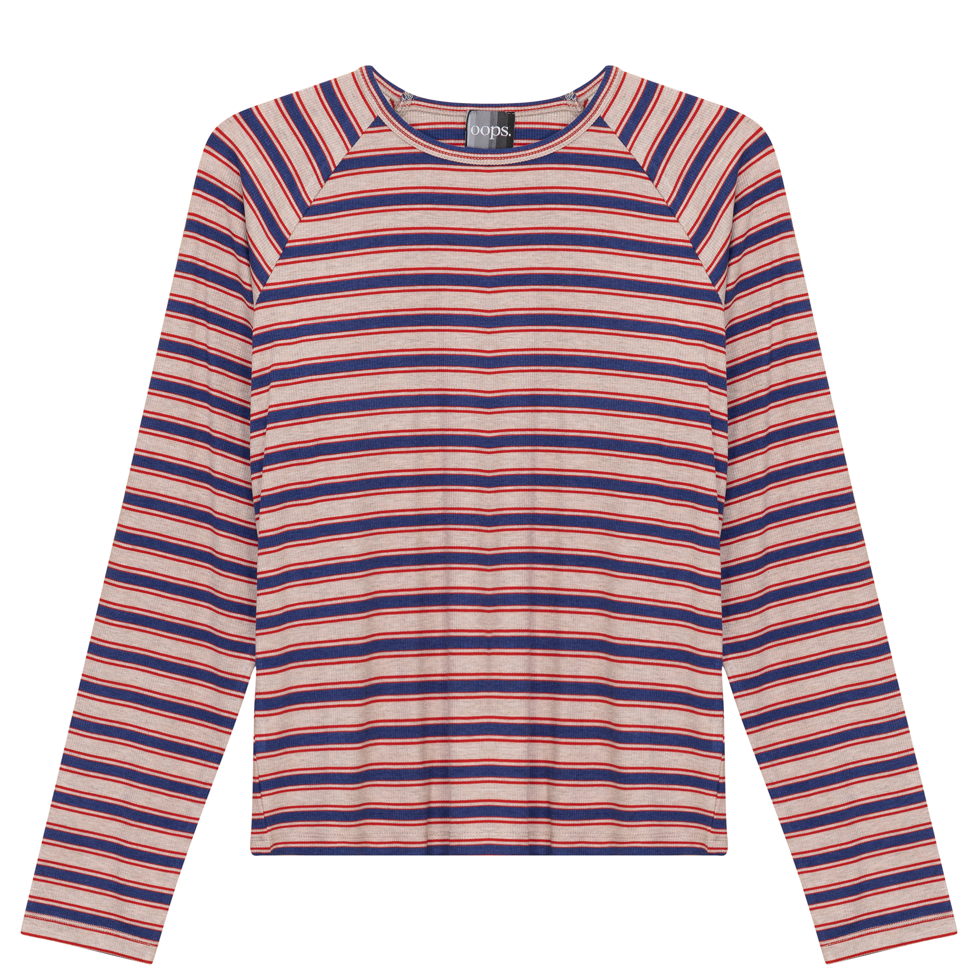 Raglan Sleeve Striped Tee in Denim Stone by Oops