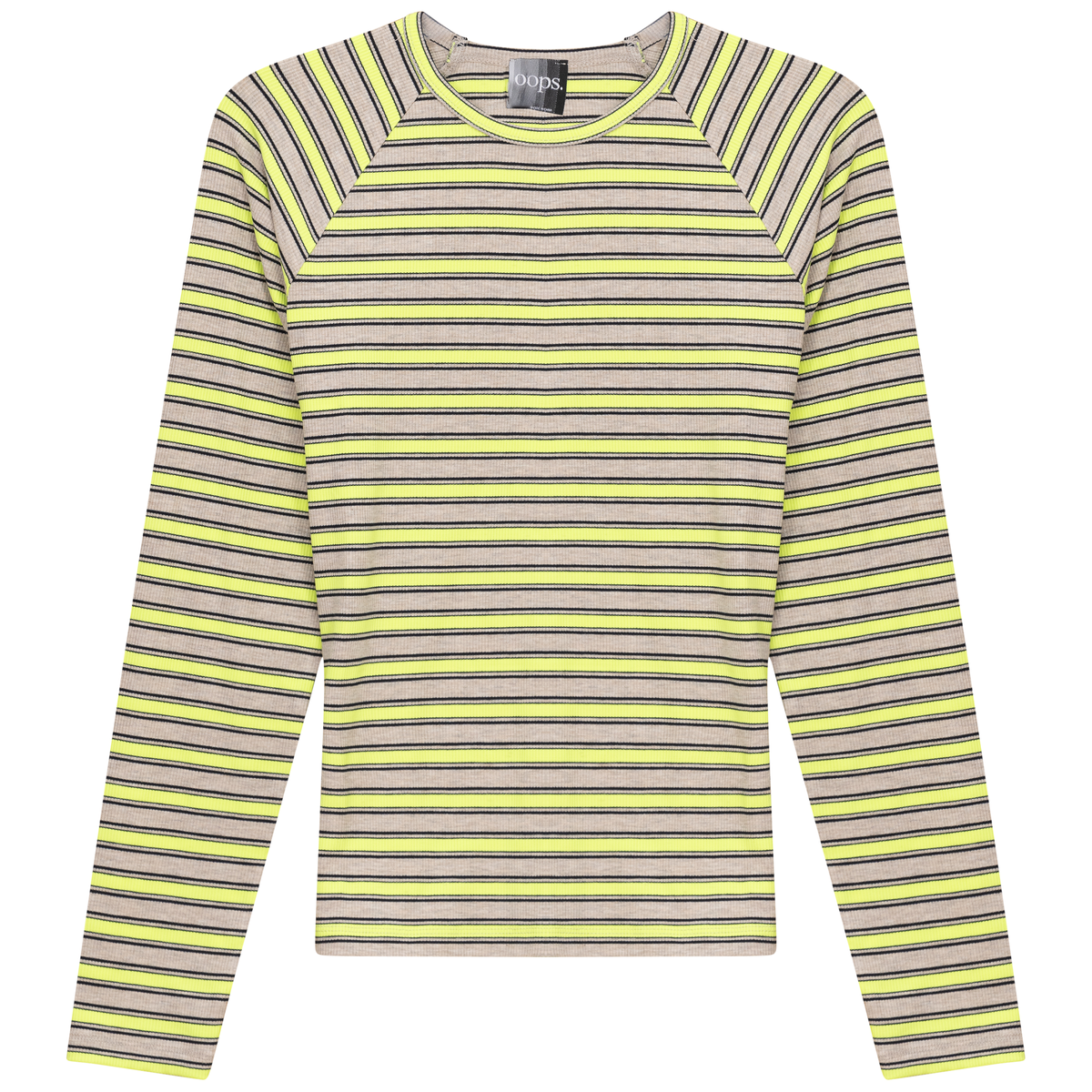 Raglan Sleeve Striped Tee in Neon Stone by Oops
