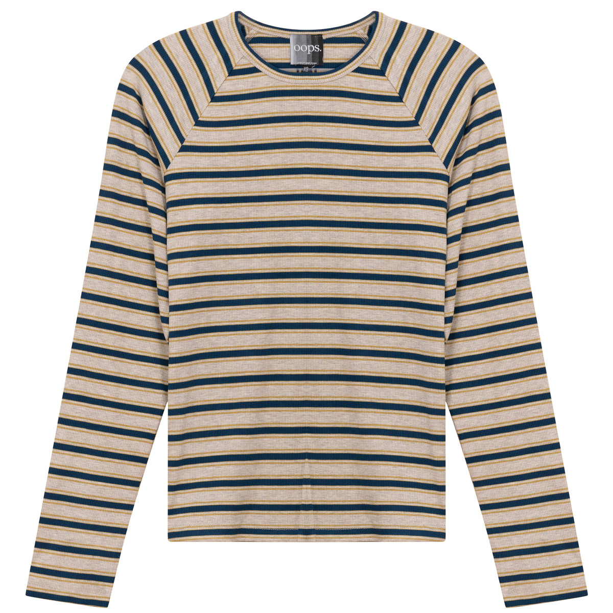 Raglan Sleeve Striped Tee in Teal Stone by Oops
