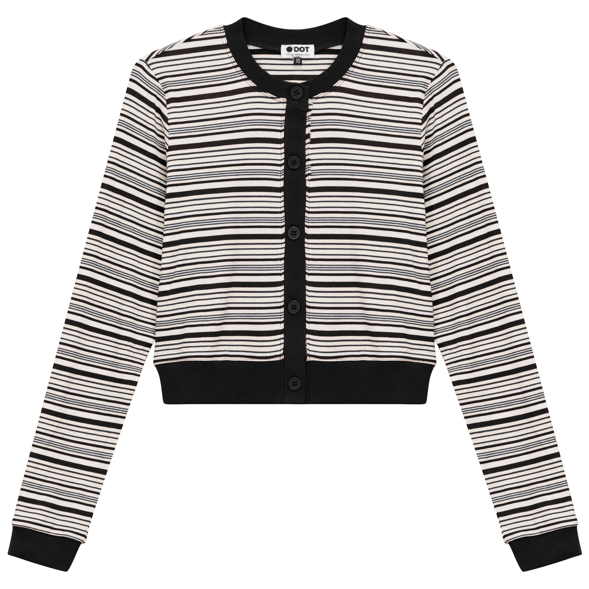 Cropped Button Down Stripped Tee in Black Stone by Dot