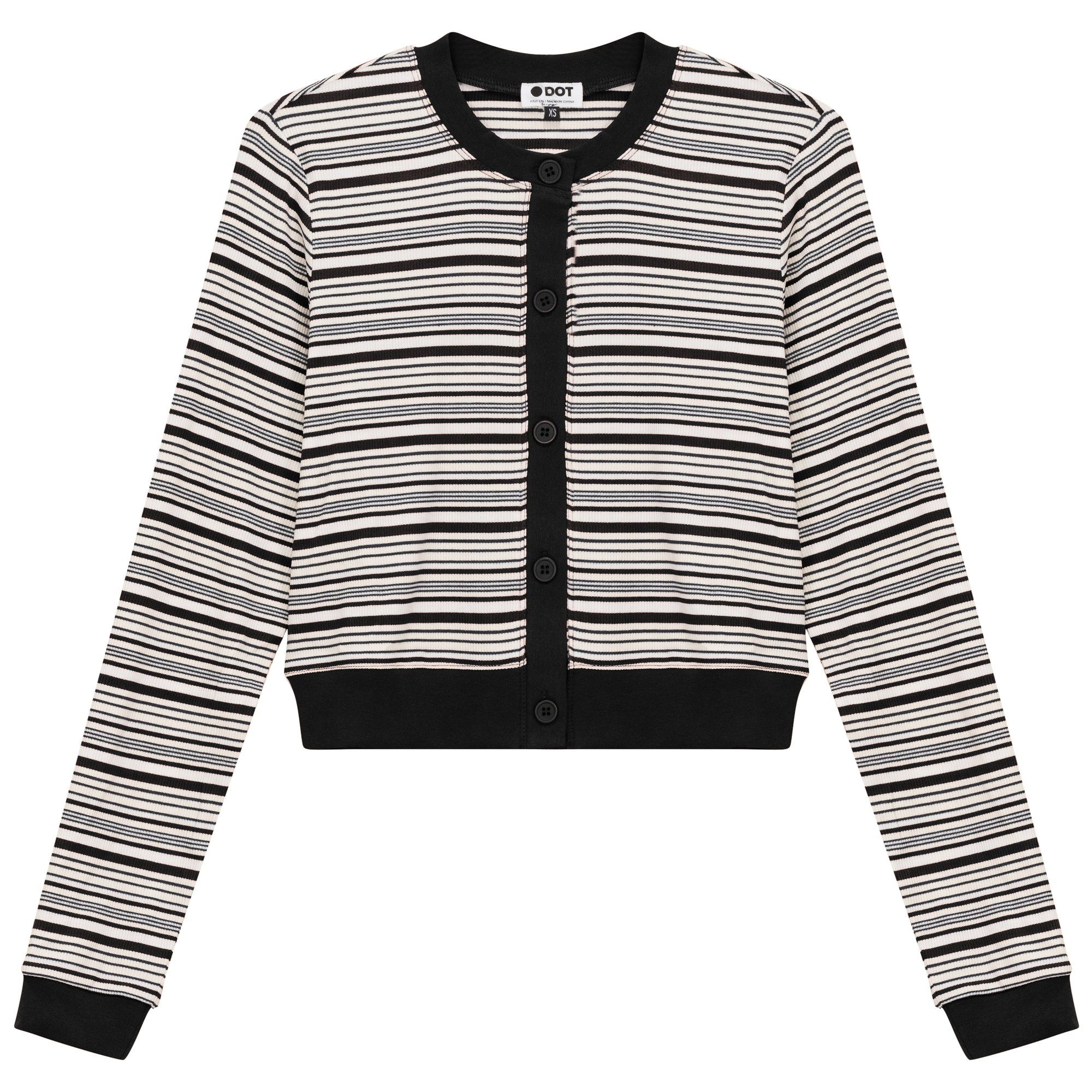 Cropped Button Down Stripped Tee in Black Stone by Dot