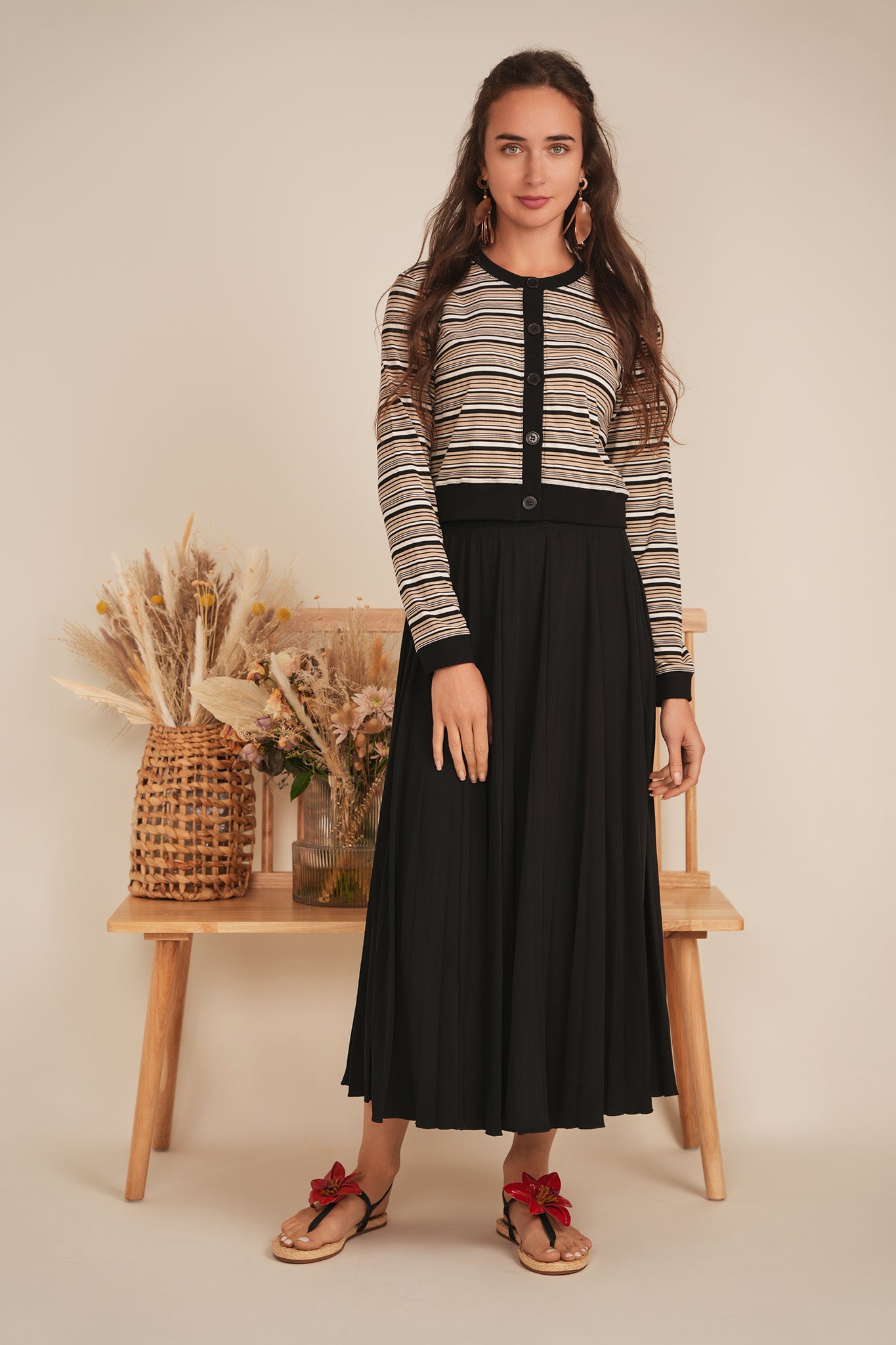 Cropped Button Down Stripped Tee in by Dot