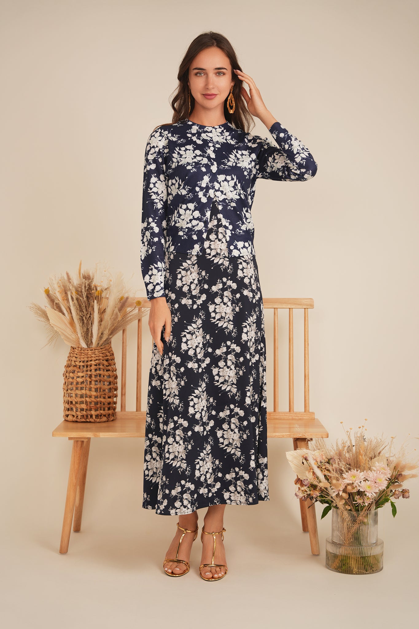 Printed Maxi Jumper Sweater Set in by The Norway Club
