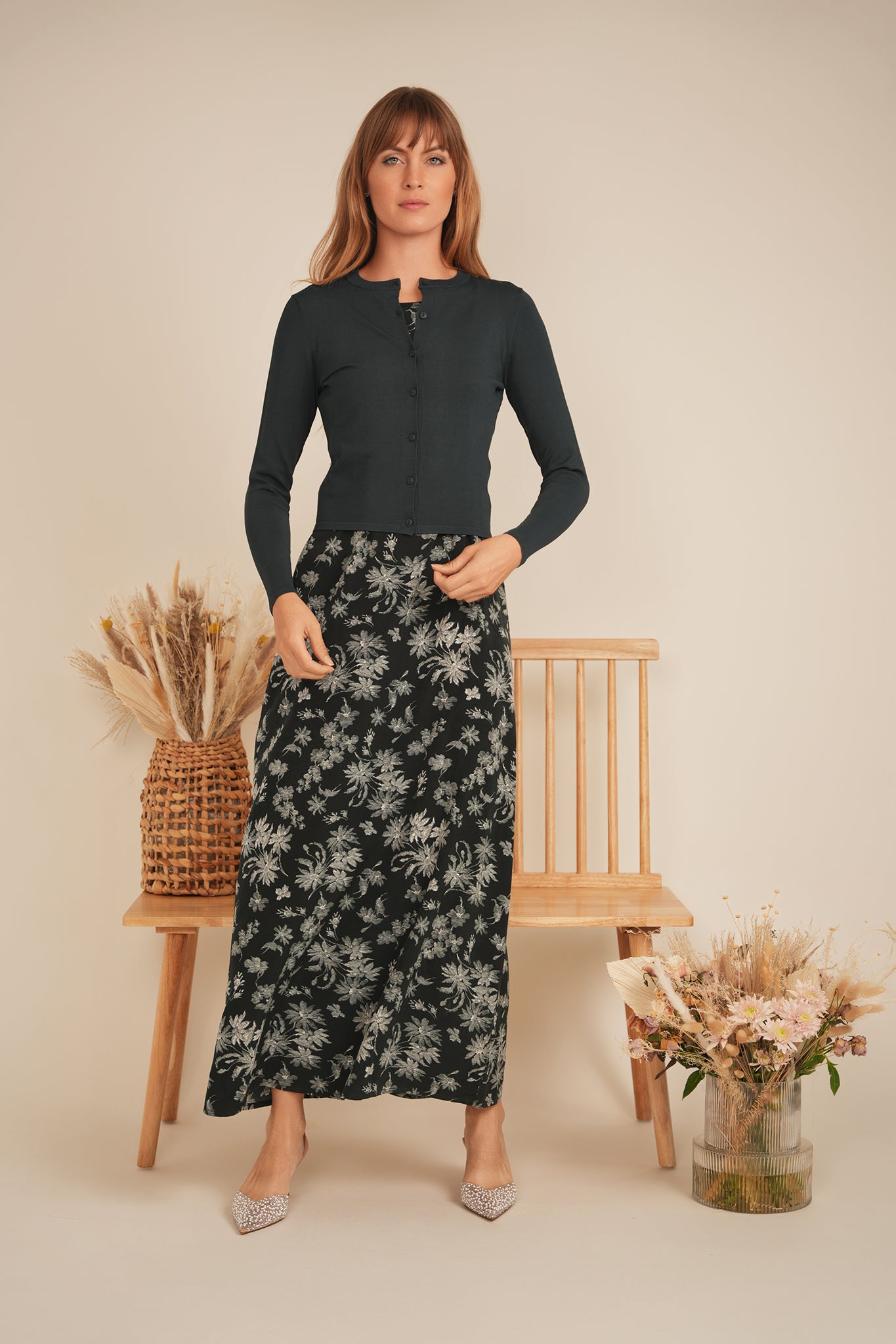 Printed Satin Maxi Jumper in by The Norway Club