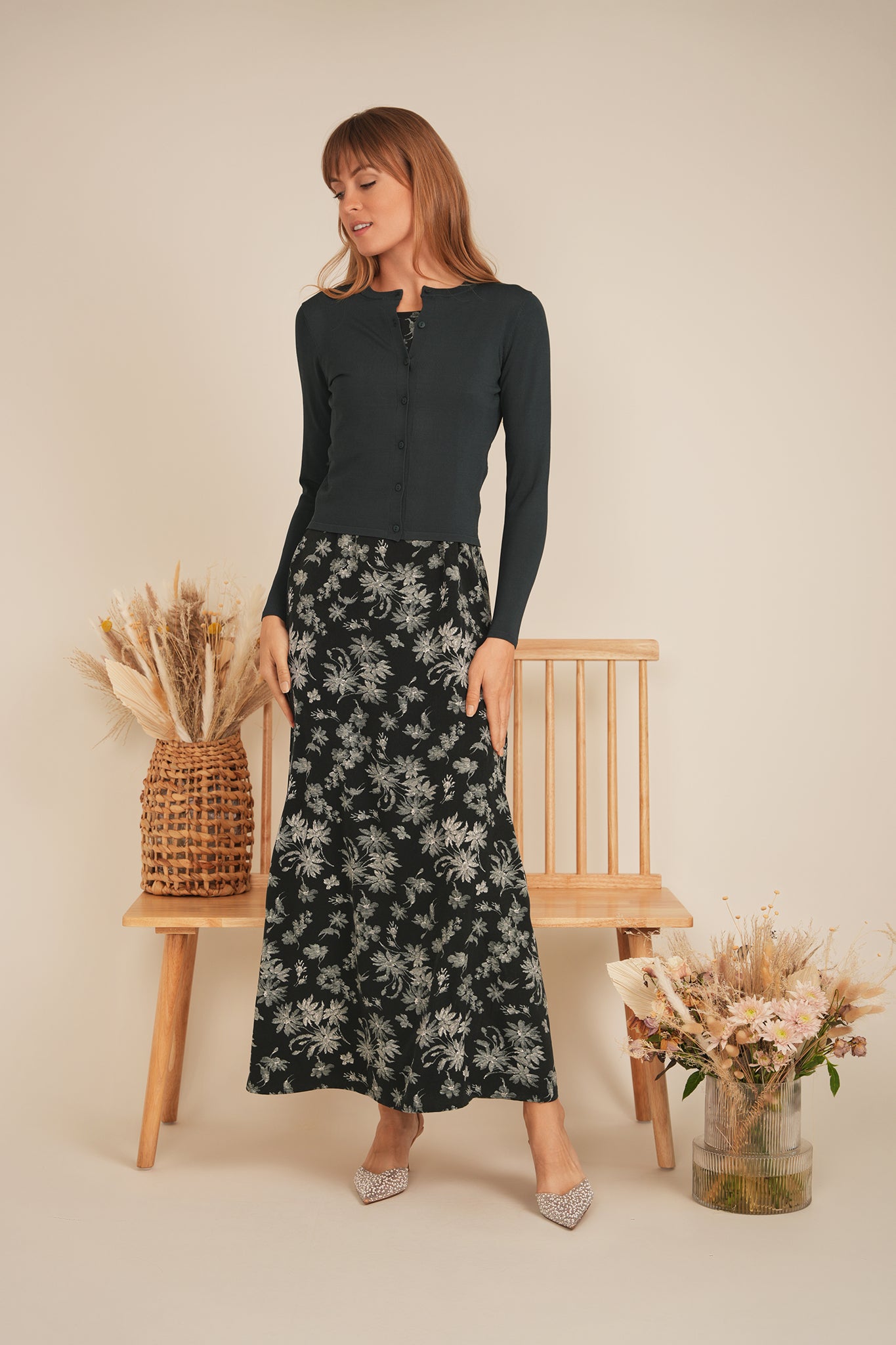 Printed Satin Maxi Jumper in by The Norway Club