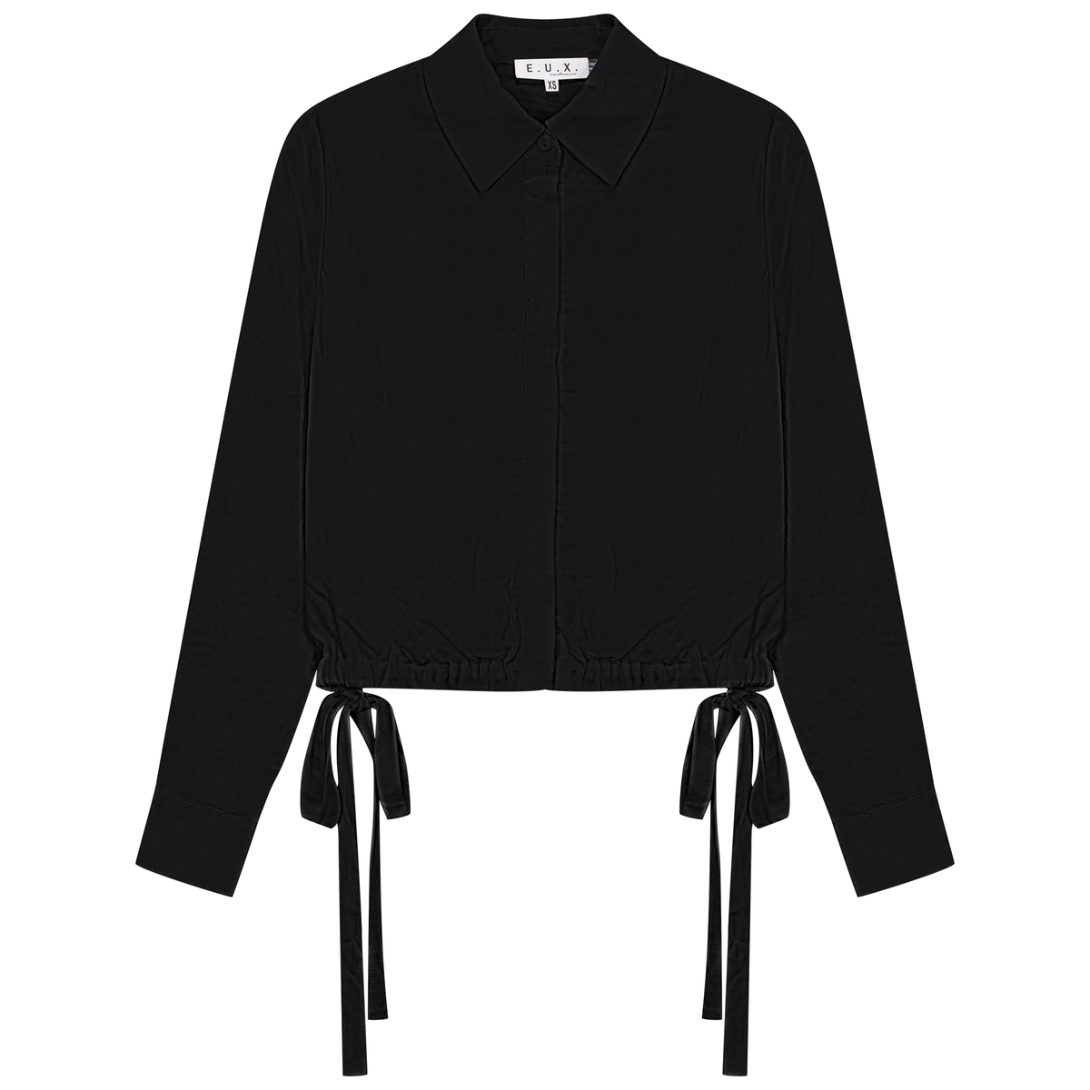 Linen Cropped Top in Black by E.U.X. Exclusive