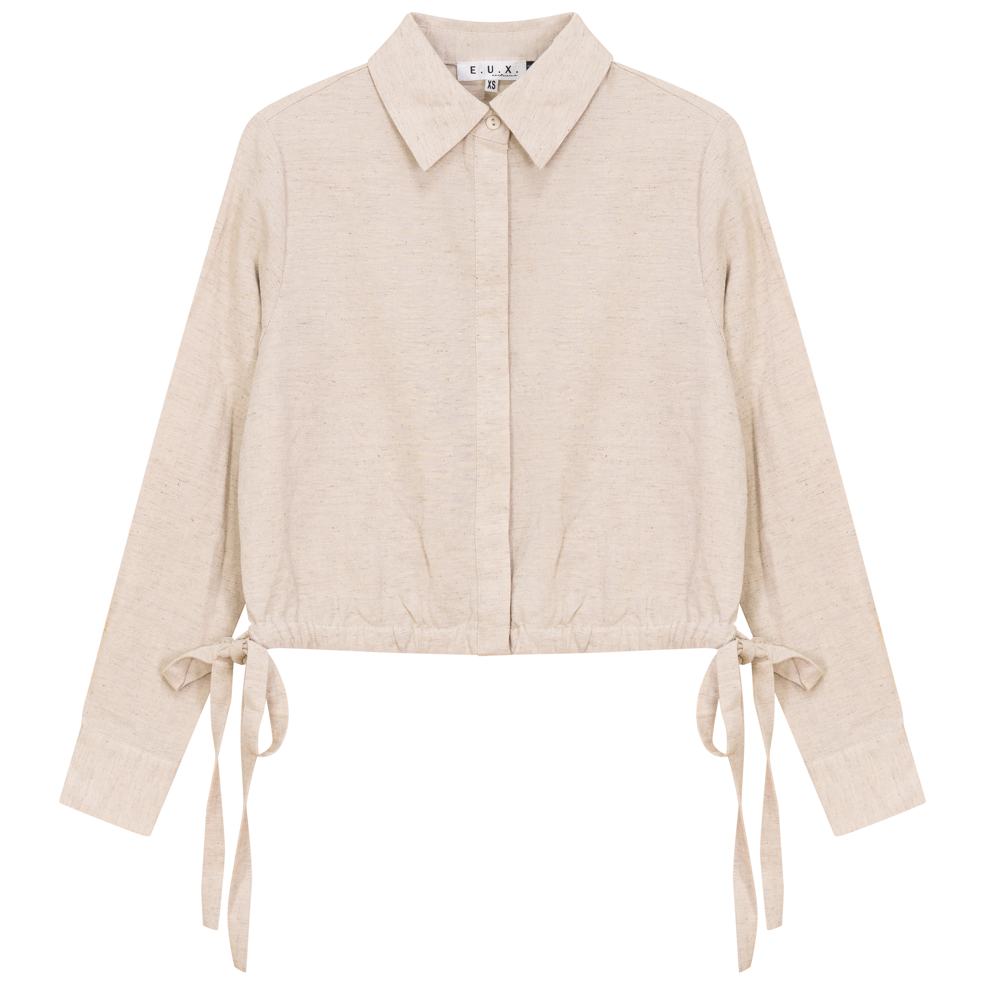 Linen Cropped Top in Stone by E.U.X. Exclusive