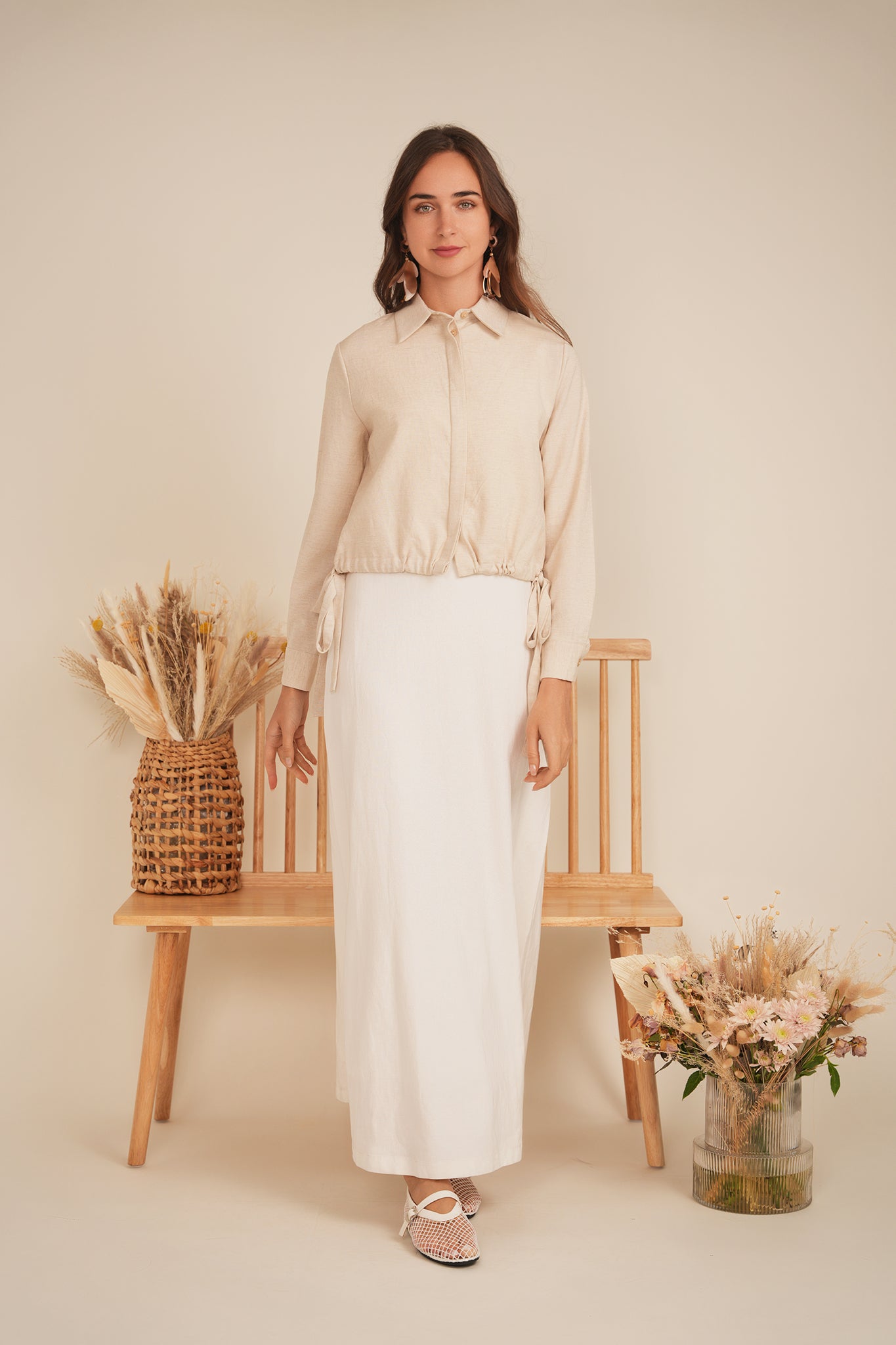 Linen Cropped Top in by E.U.X. Exclusive