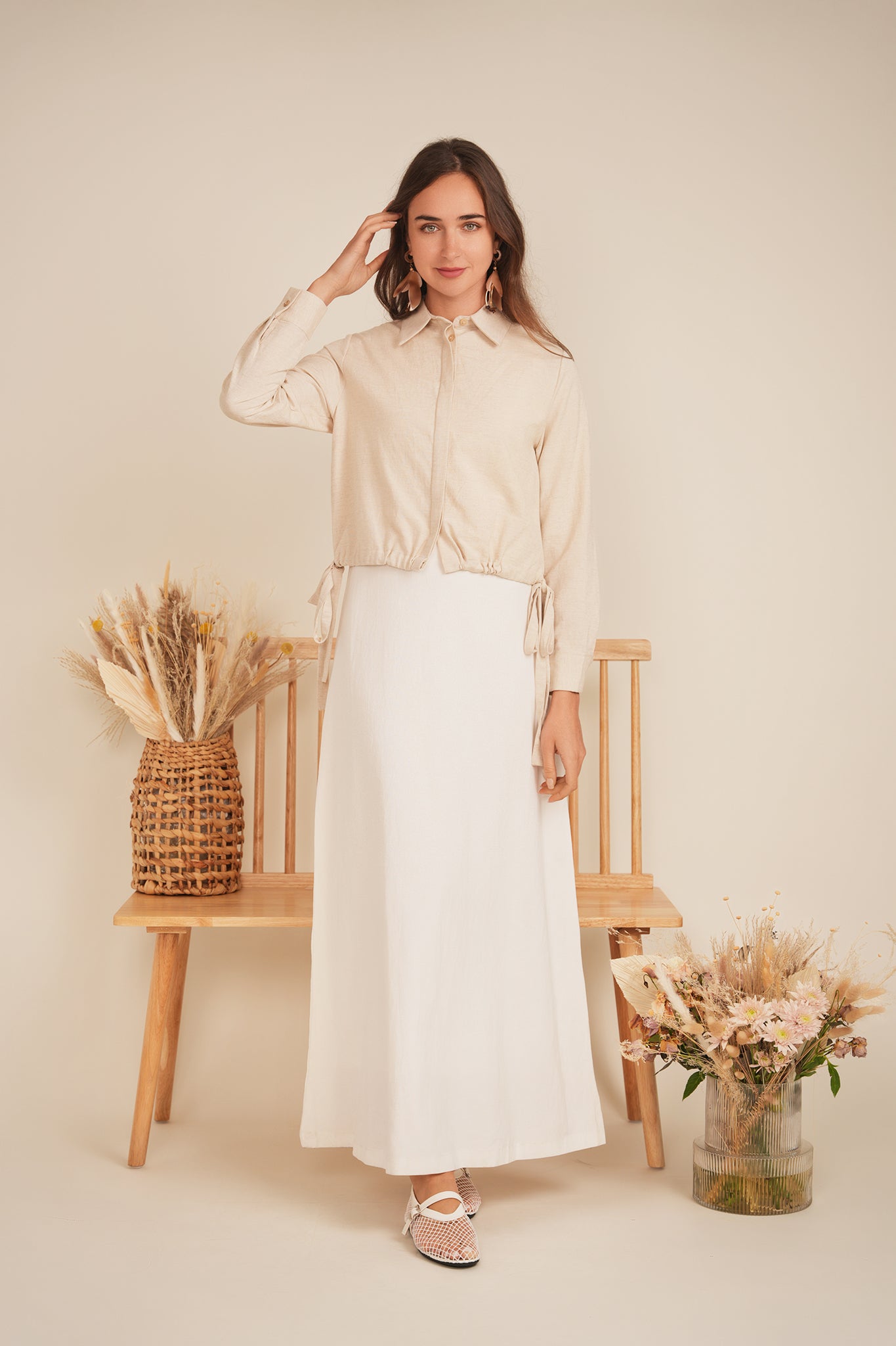 Linen Cropped Top in by E.U.X. Exclusive