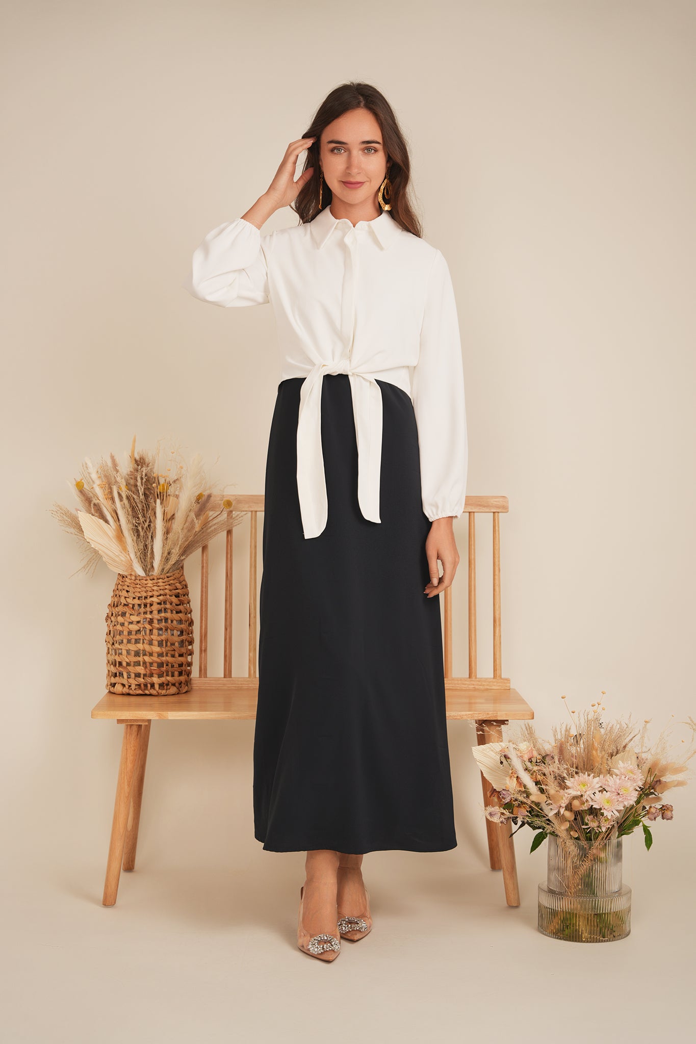 Satin Crepe Maxi Jumper in by E.U.X. Exclusive