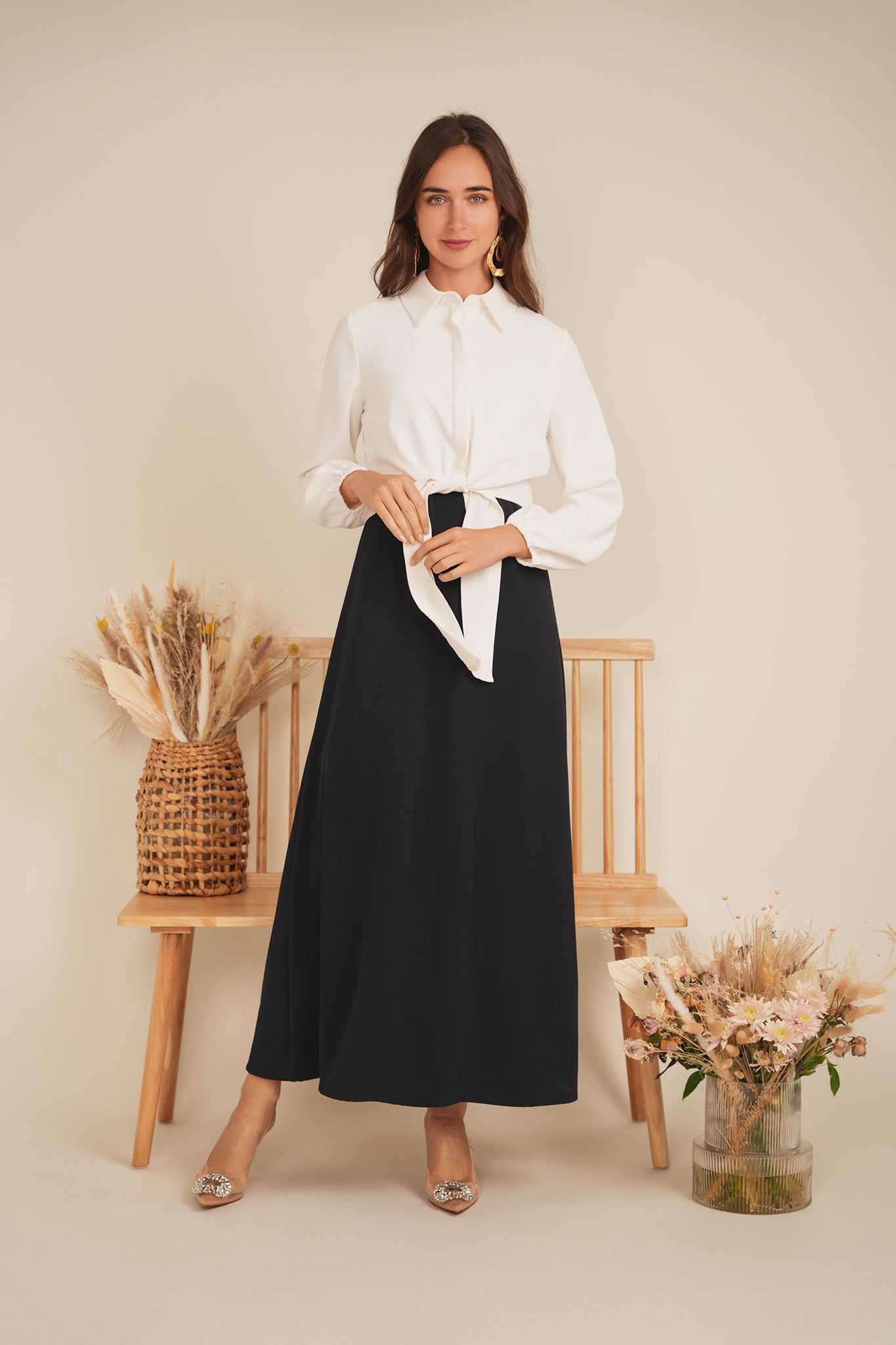 satin dress with jumper Black Hybrid Satin Maxi Jumper Dress