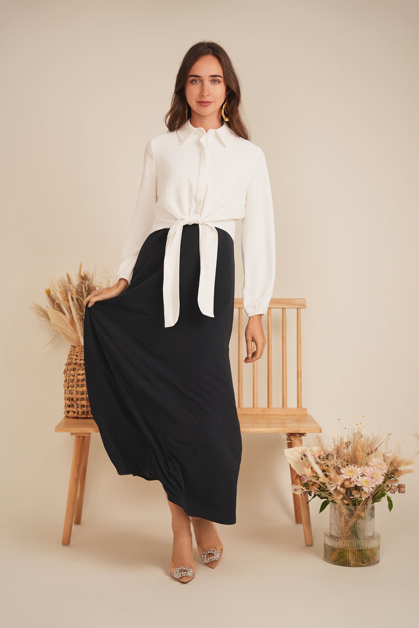 Satin Crepe Maxi Jumper in by E.U.X. Exclusive