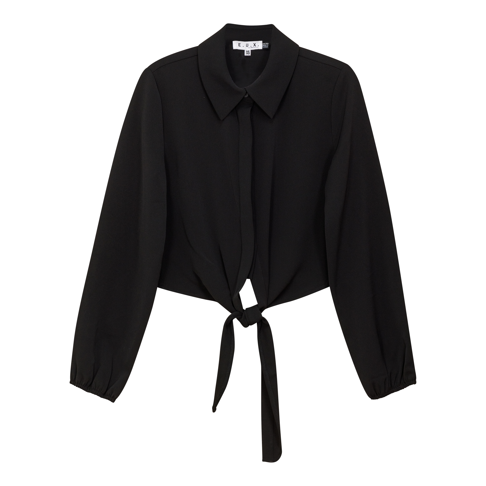Satin Crepe Shirt in Black by E.U.X. Exclusive