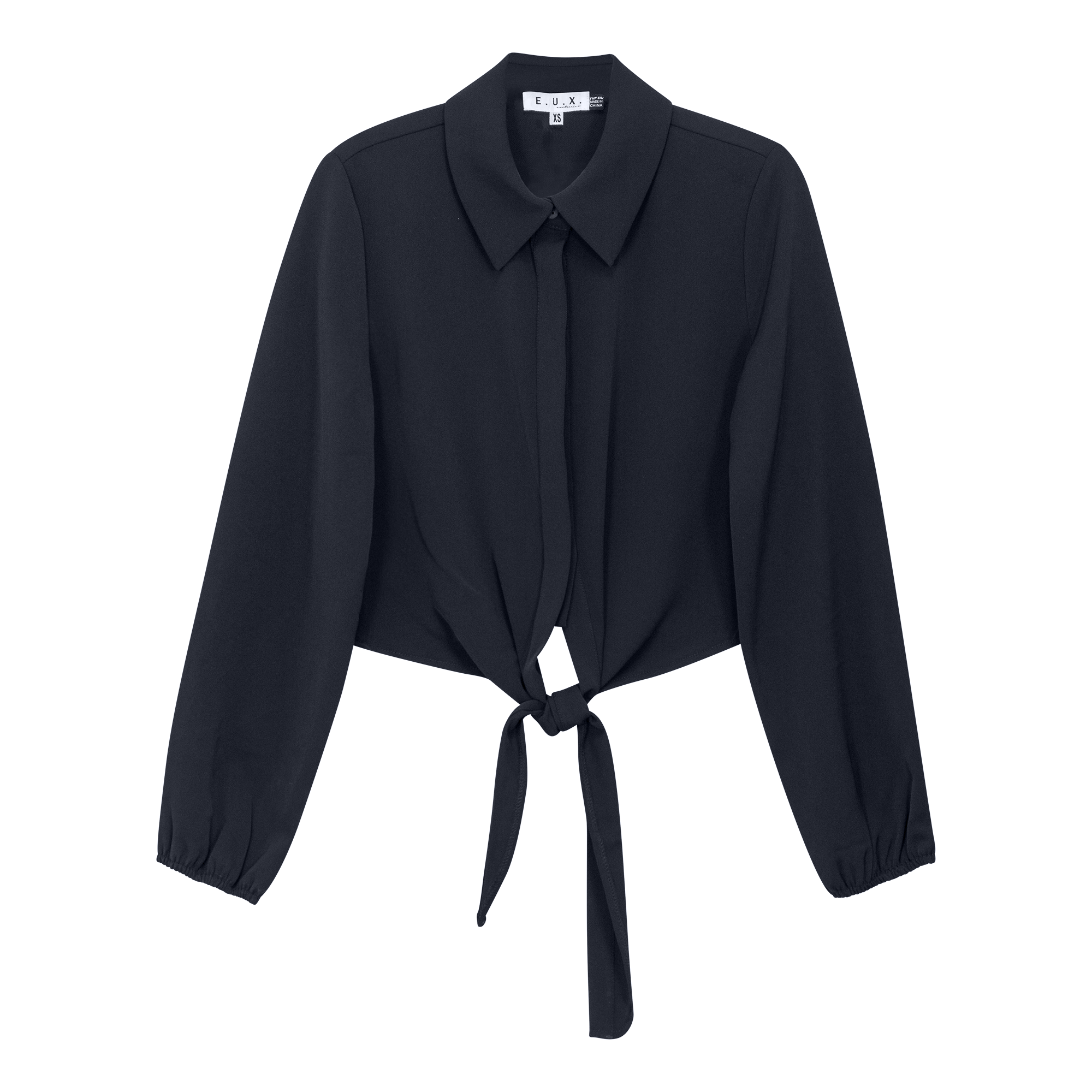 Satin Crepe Shirt in Navy by E.U.X. Exclusive