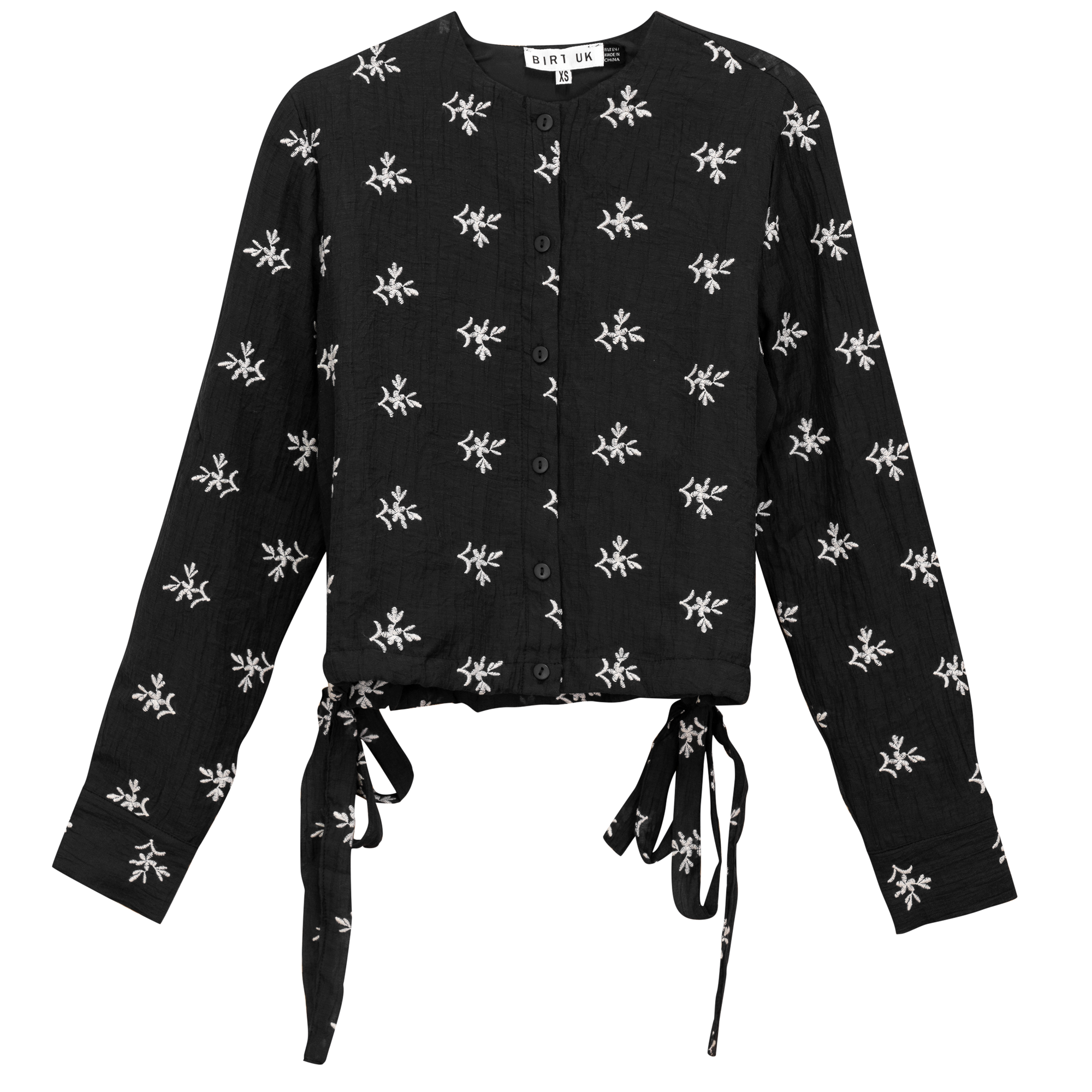 Embroidered Tulle Top in Black by Birt UK