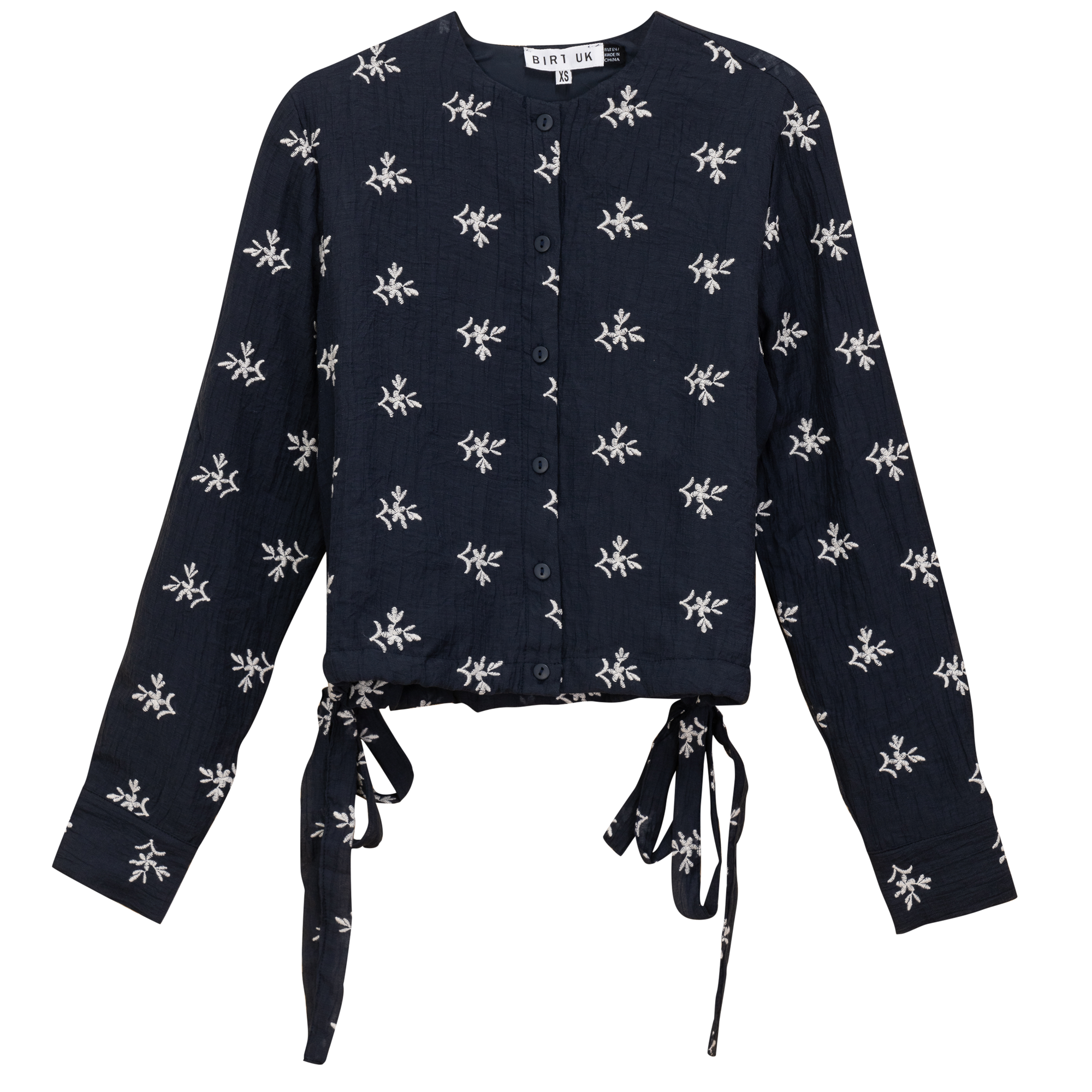 Embroidered Tulle Top in Steel Blue by Birt UK