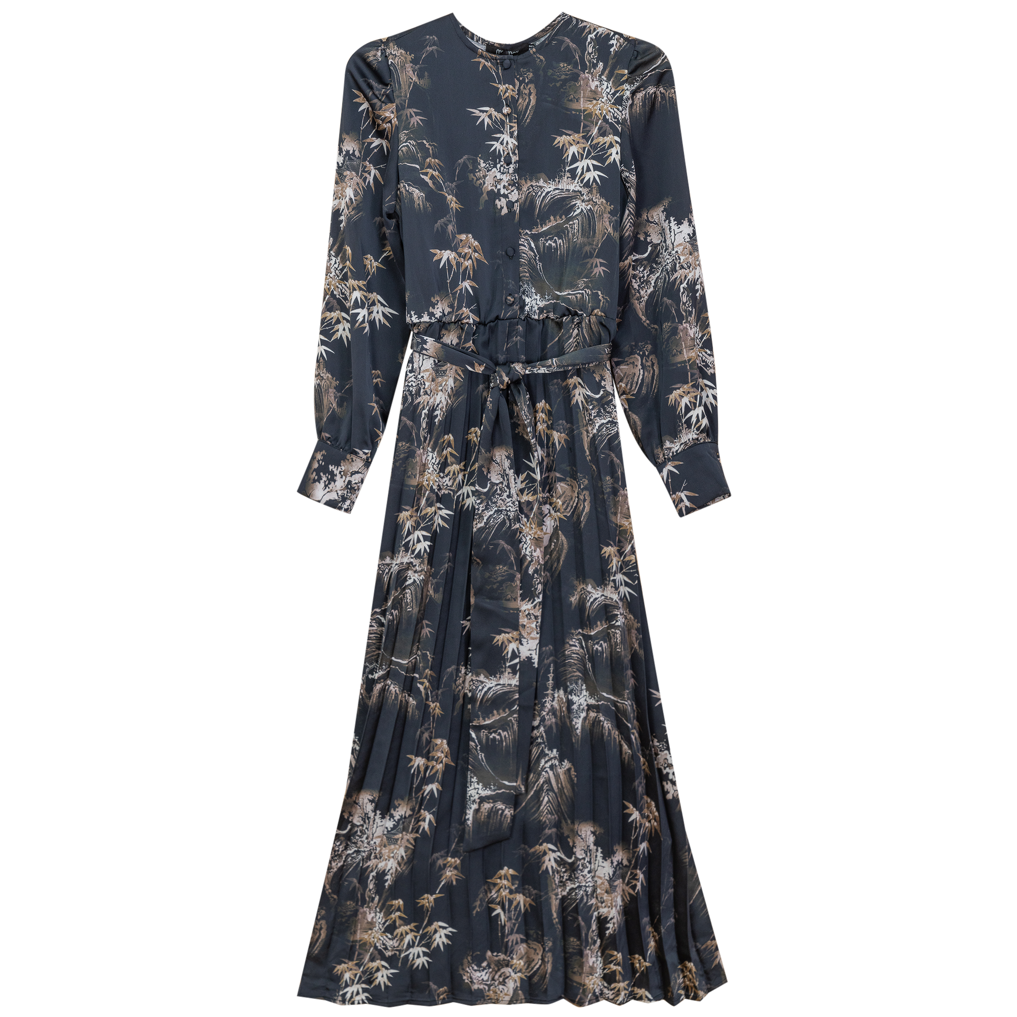 Printed Satin Accordian Pleated Dress in by MiuMax