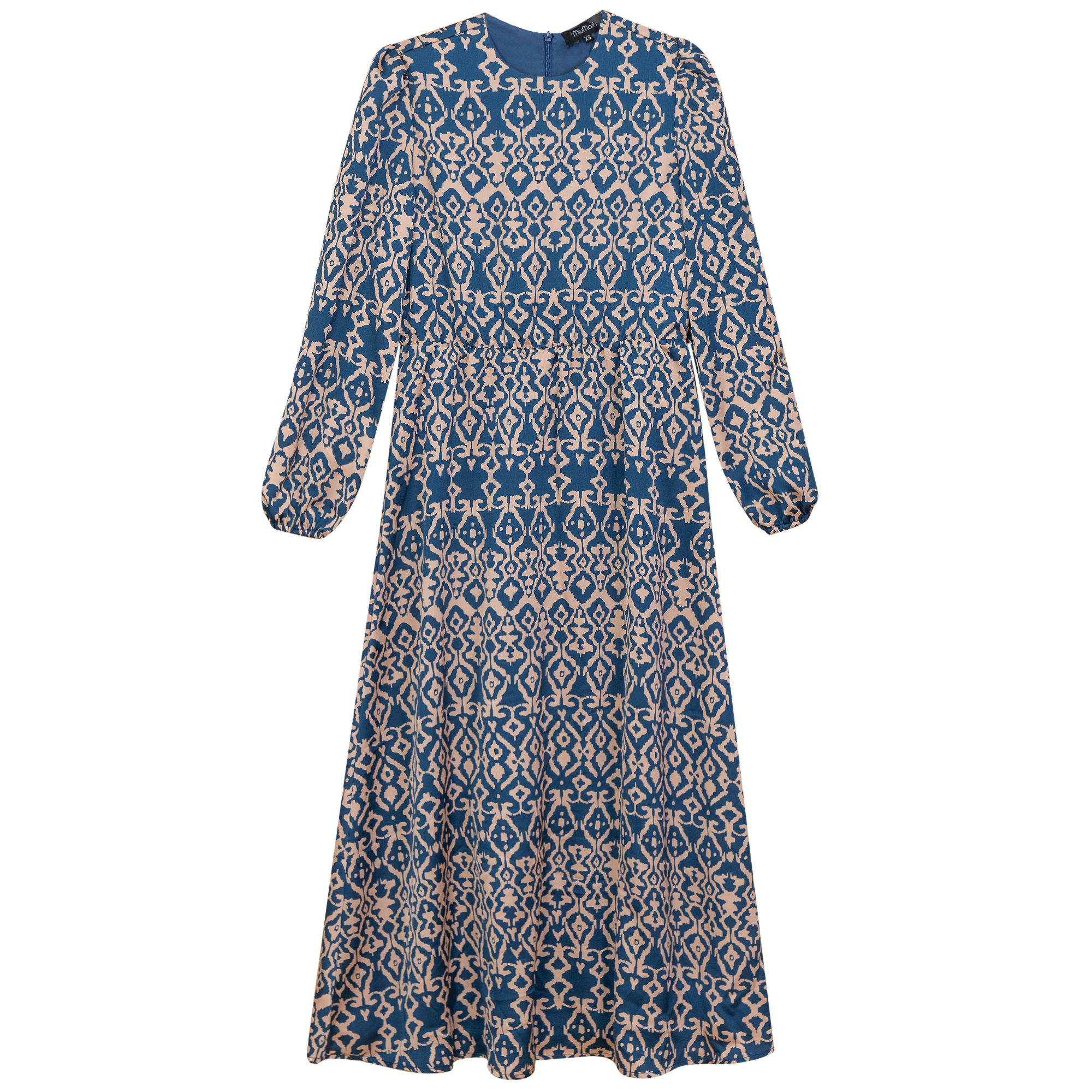 Satin Floral Midi Dress in Blue Stone by MiuMax