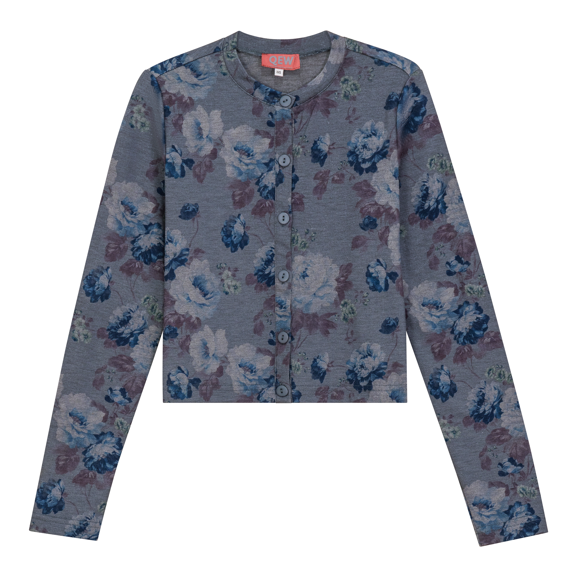 Printed Pique Cardigan in Chambray by QEW