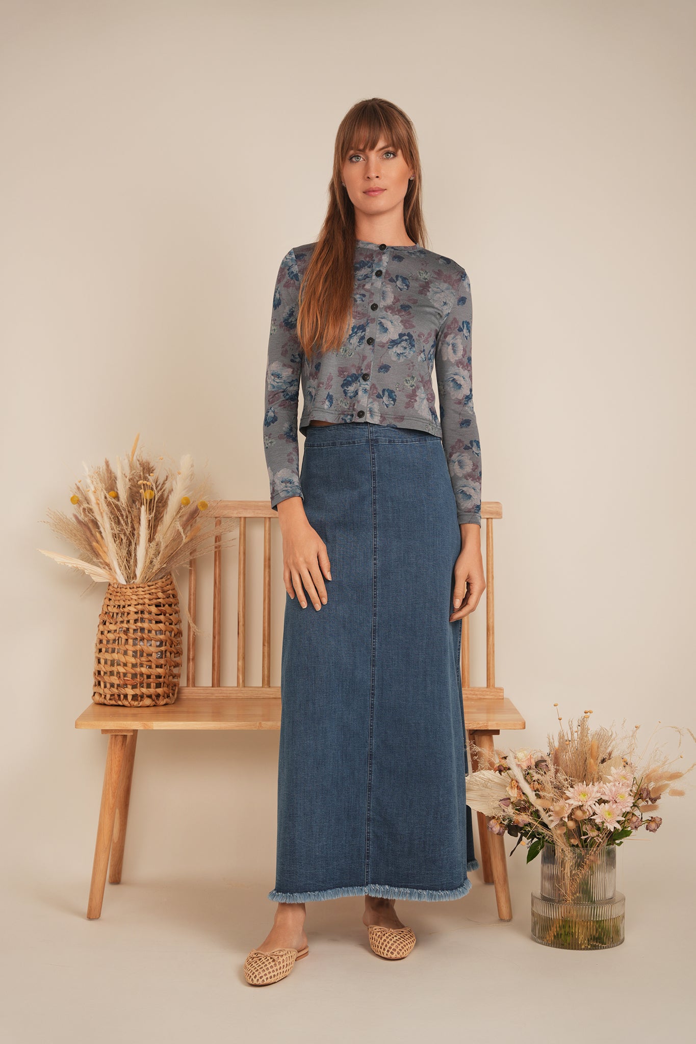 Printed Pique Cardigan in by QEW