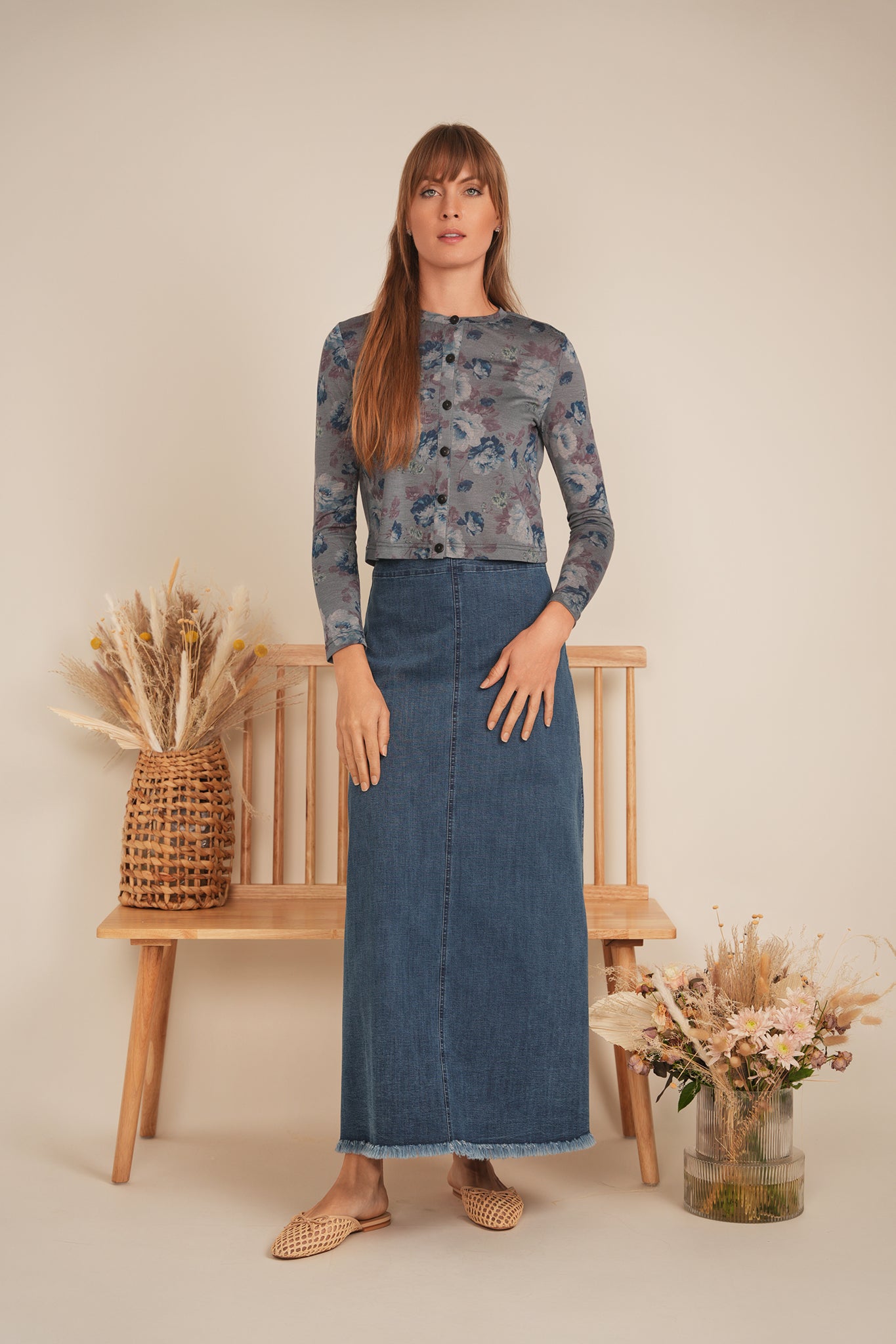 Printed Pique Cardigan in by QEW