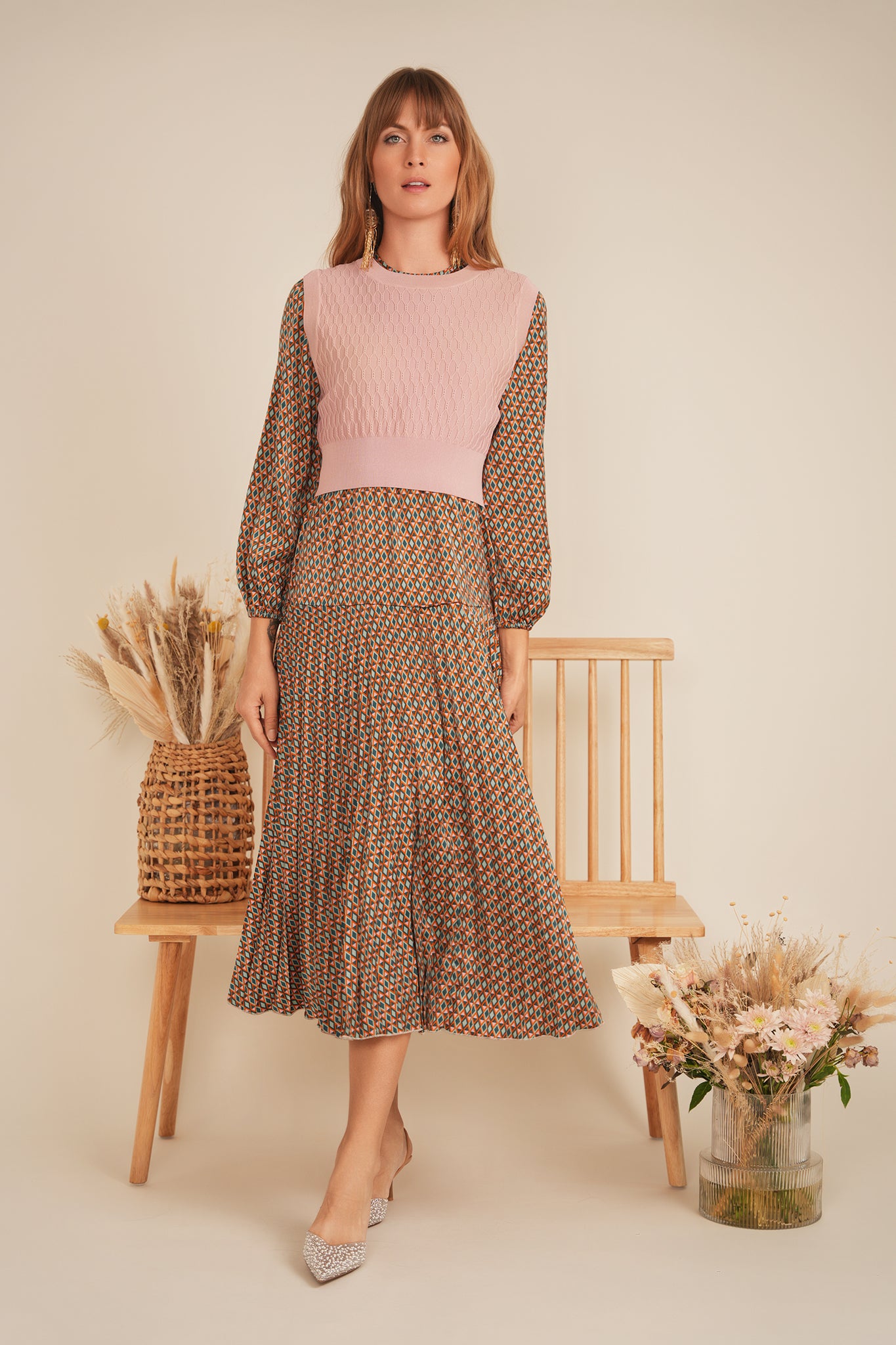 Midi Dress Vest Set in by Coco de la Mour