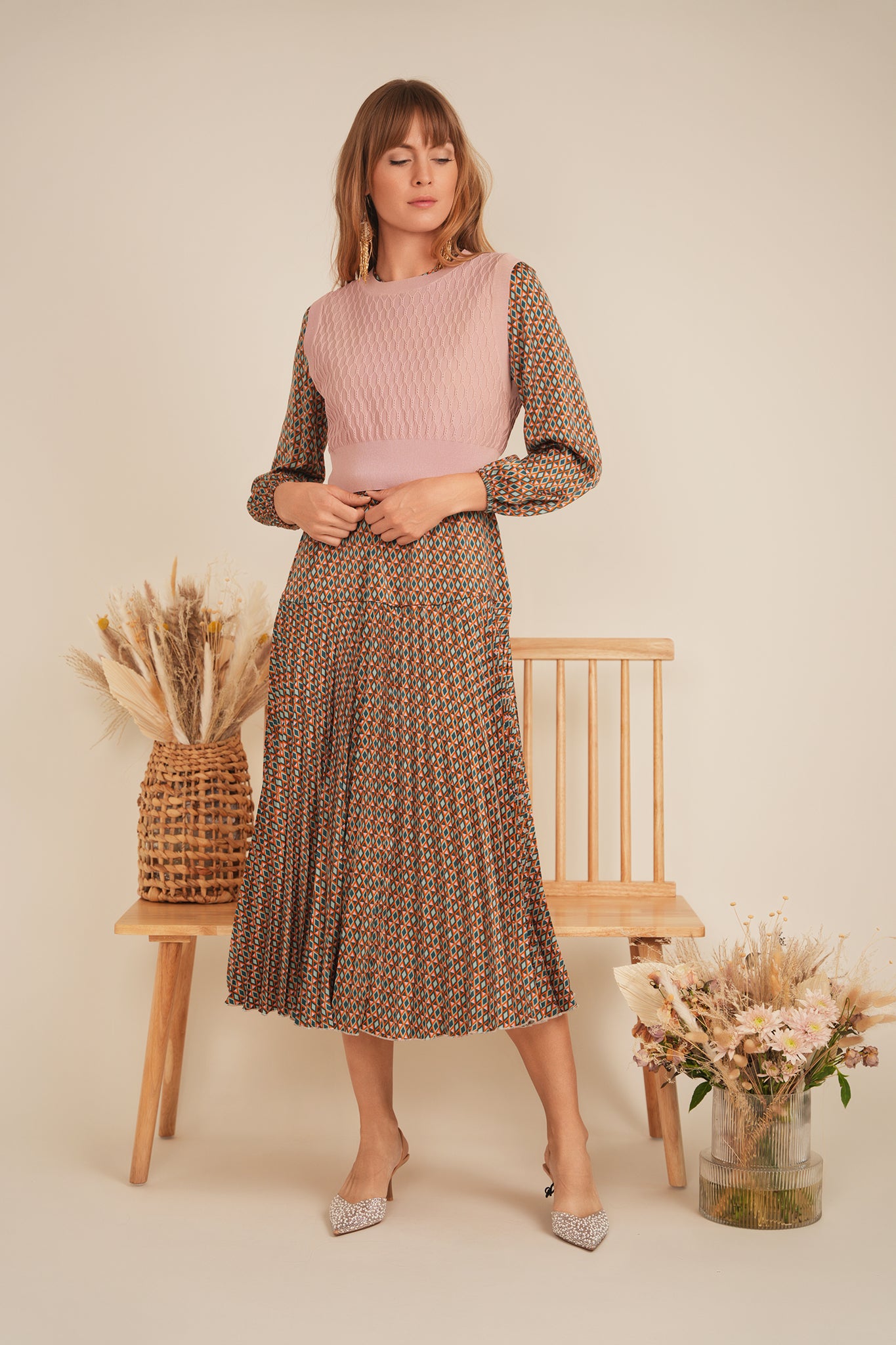 Midi Dress Vest Set in by Coco de la Mour