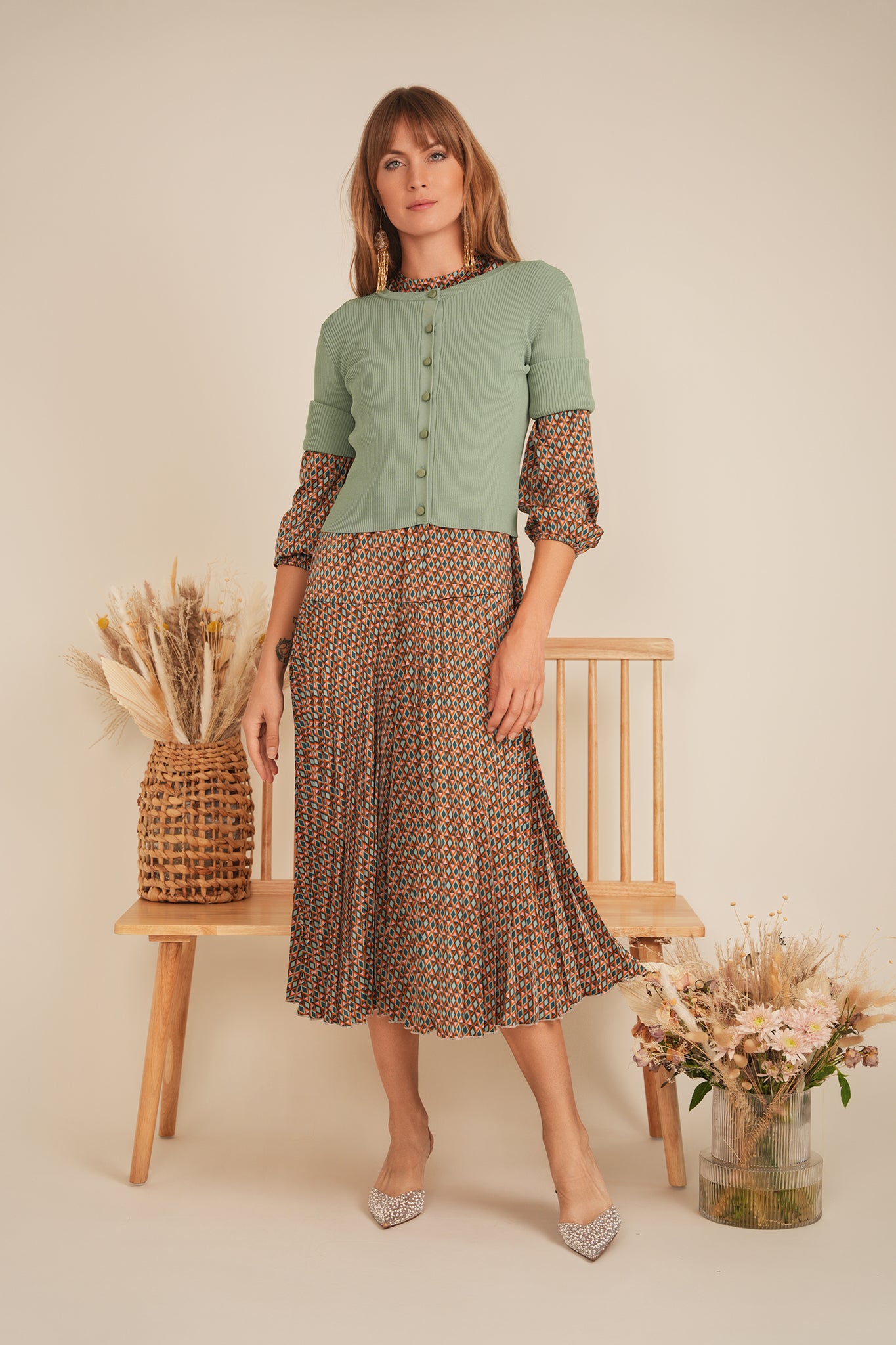 Midi Dress Vest Set in by Coco de la Mour