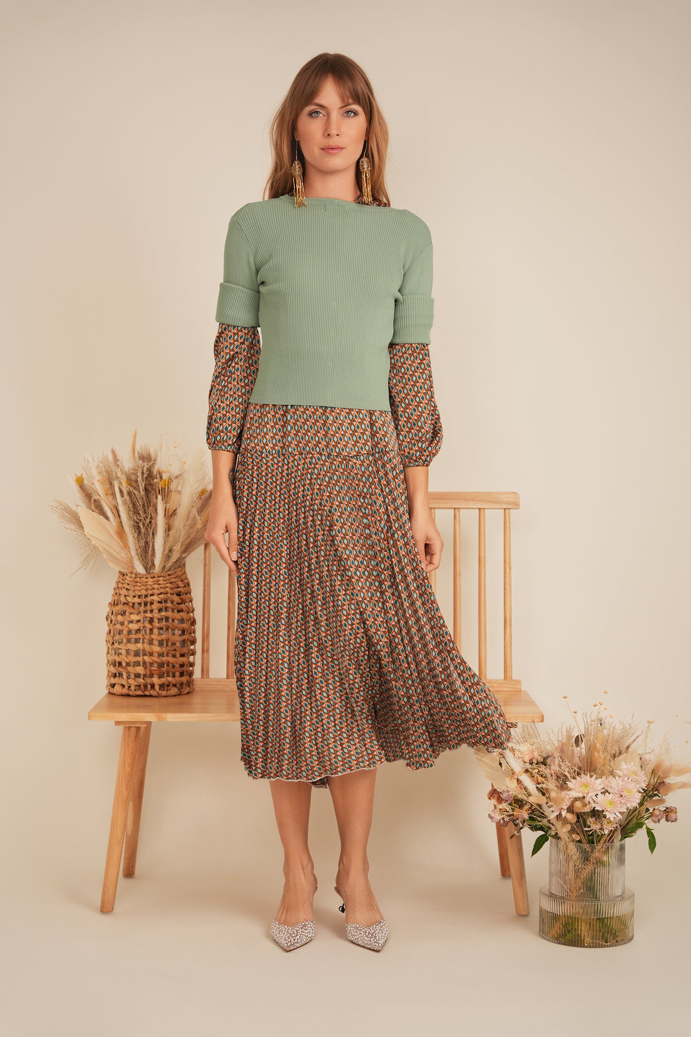 Midi Dress Vest Set in by Coco de la Mour