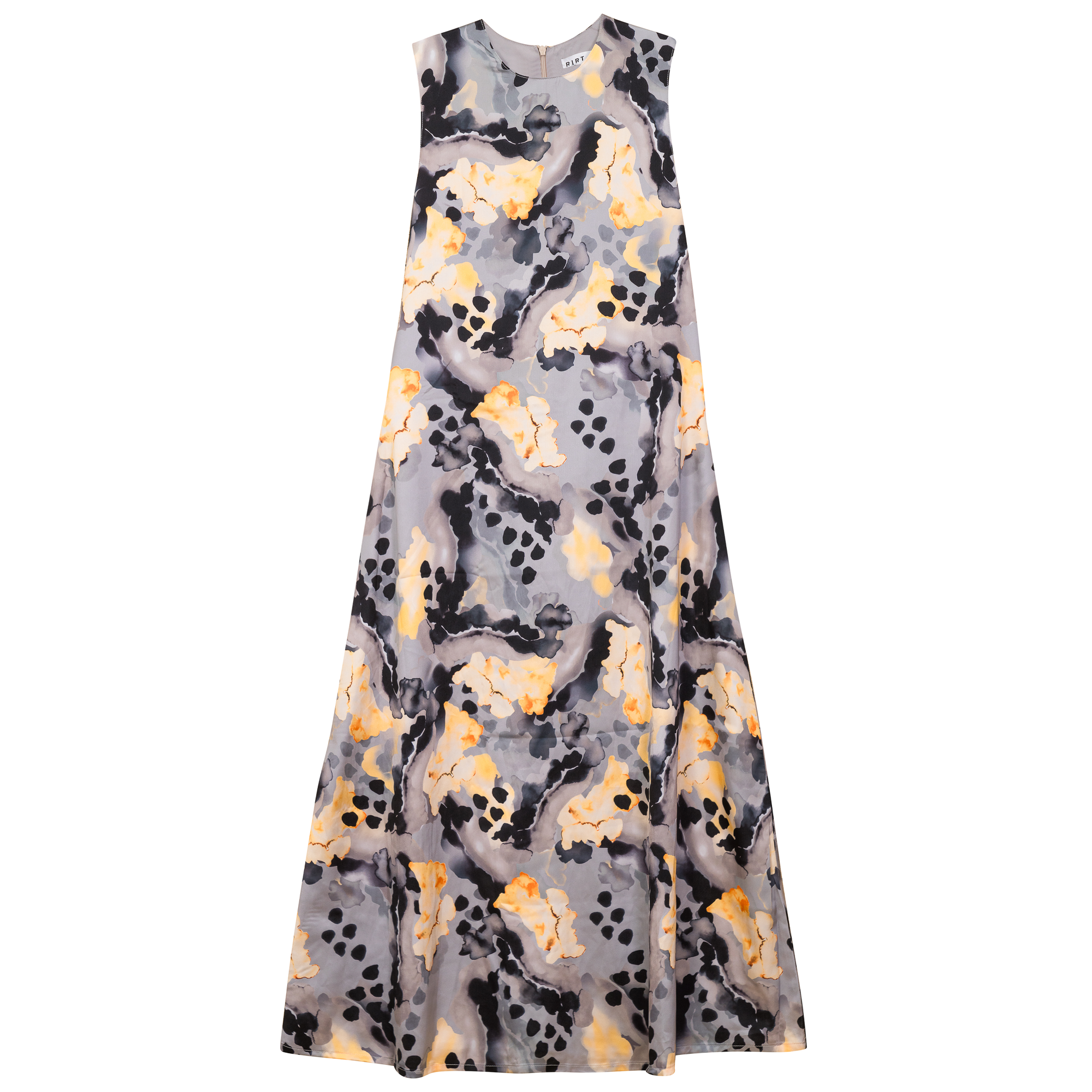 Printed Satin A Line Jumper in Yellow by Birt UK