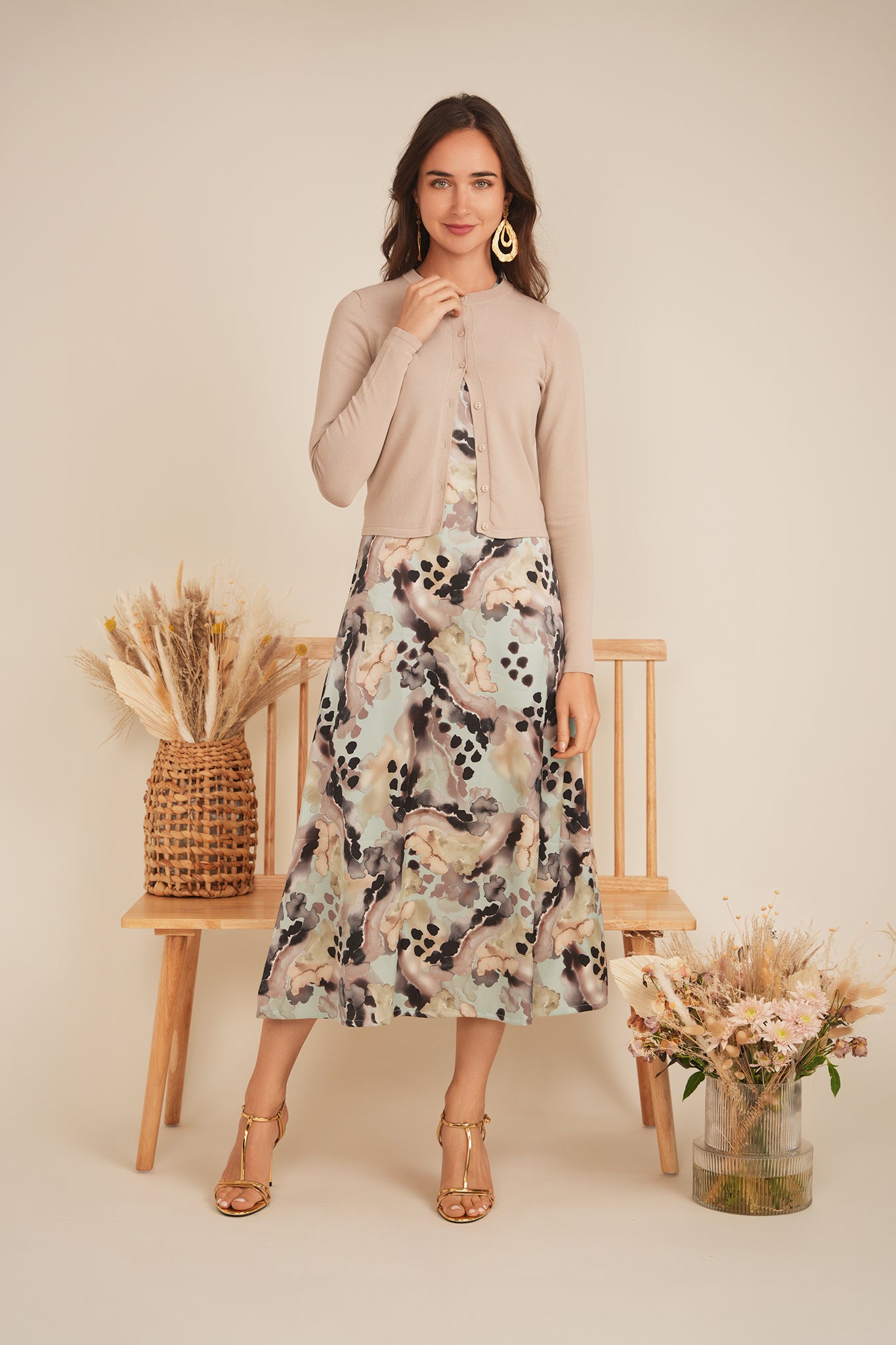 Printed Satin A Line Jumper in by Birt UK