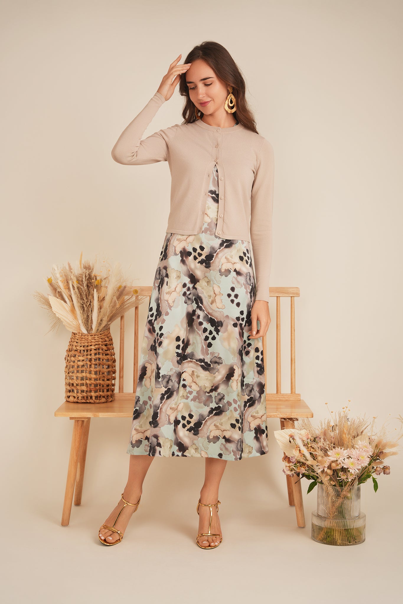 Printed Satin A Line Jumper in by Birt UK