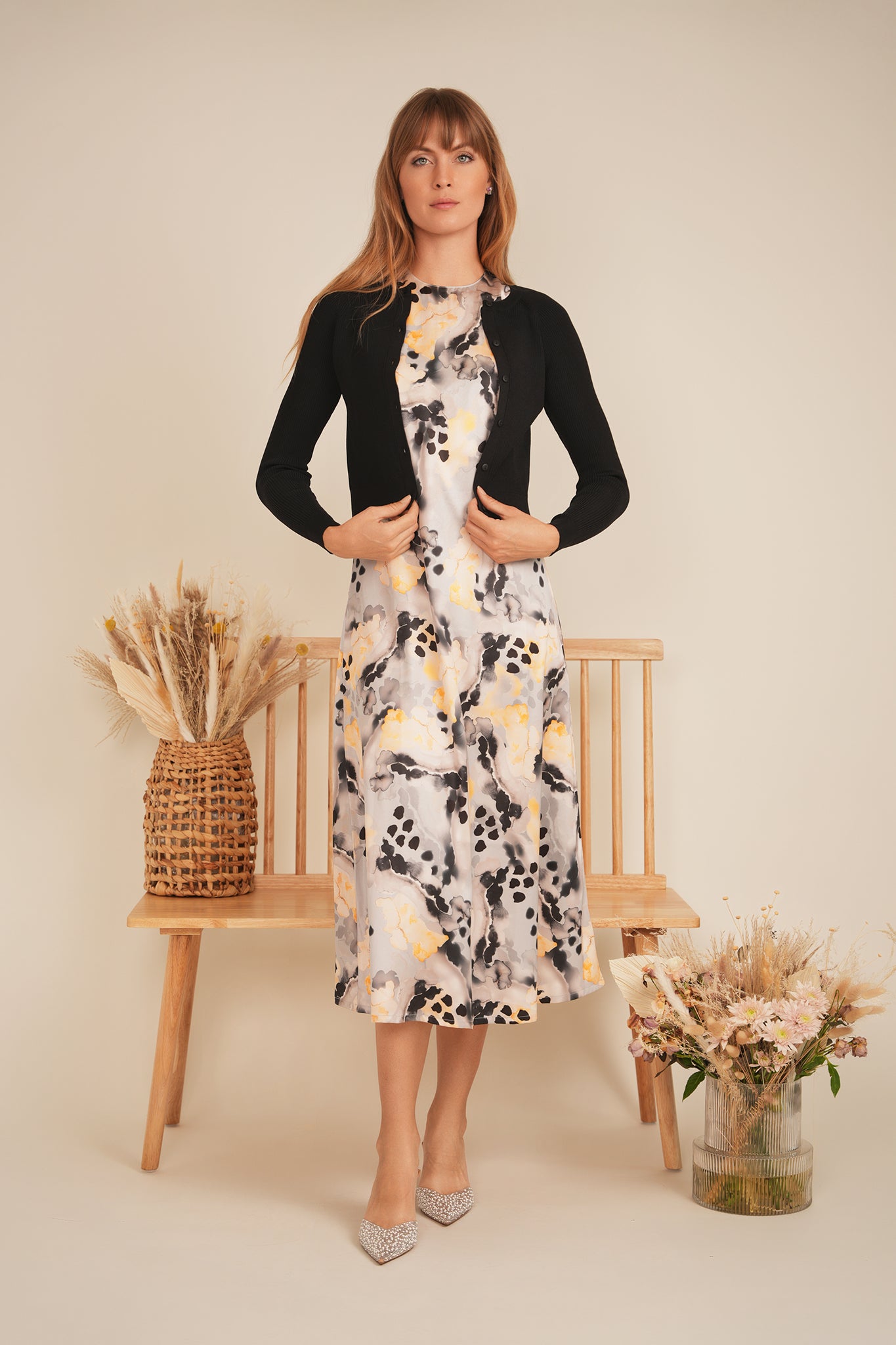 Printed Satin A Line Jumper in by Birt UK