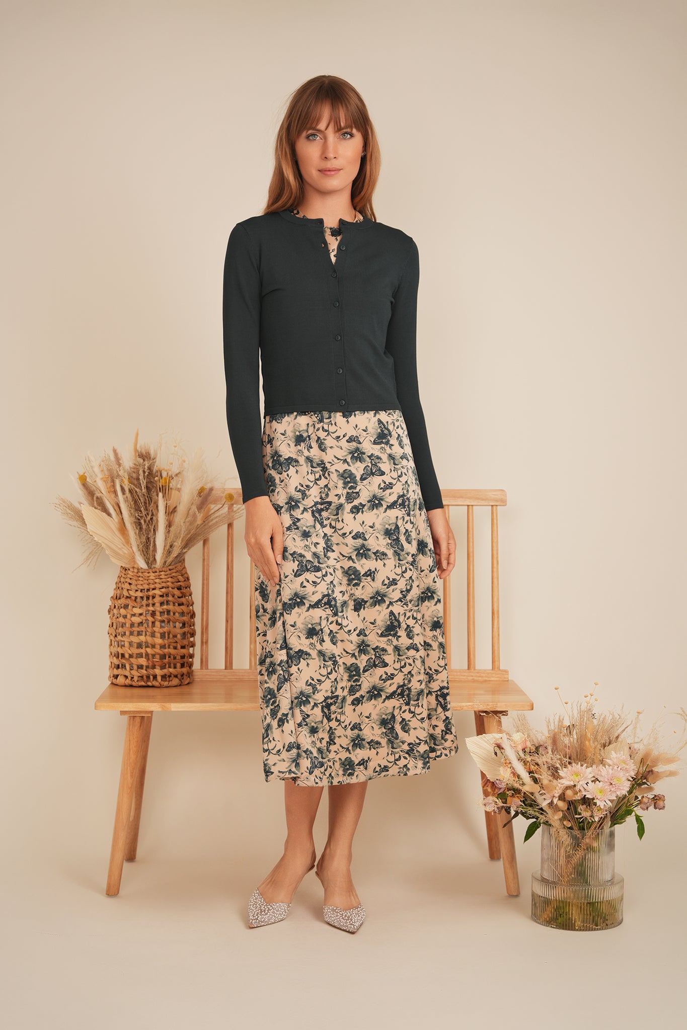 Printed Satin A Line Jumper in by Birt UK