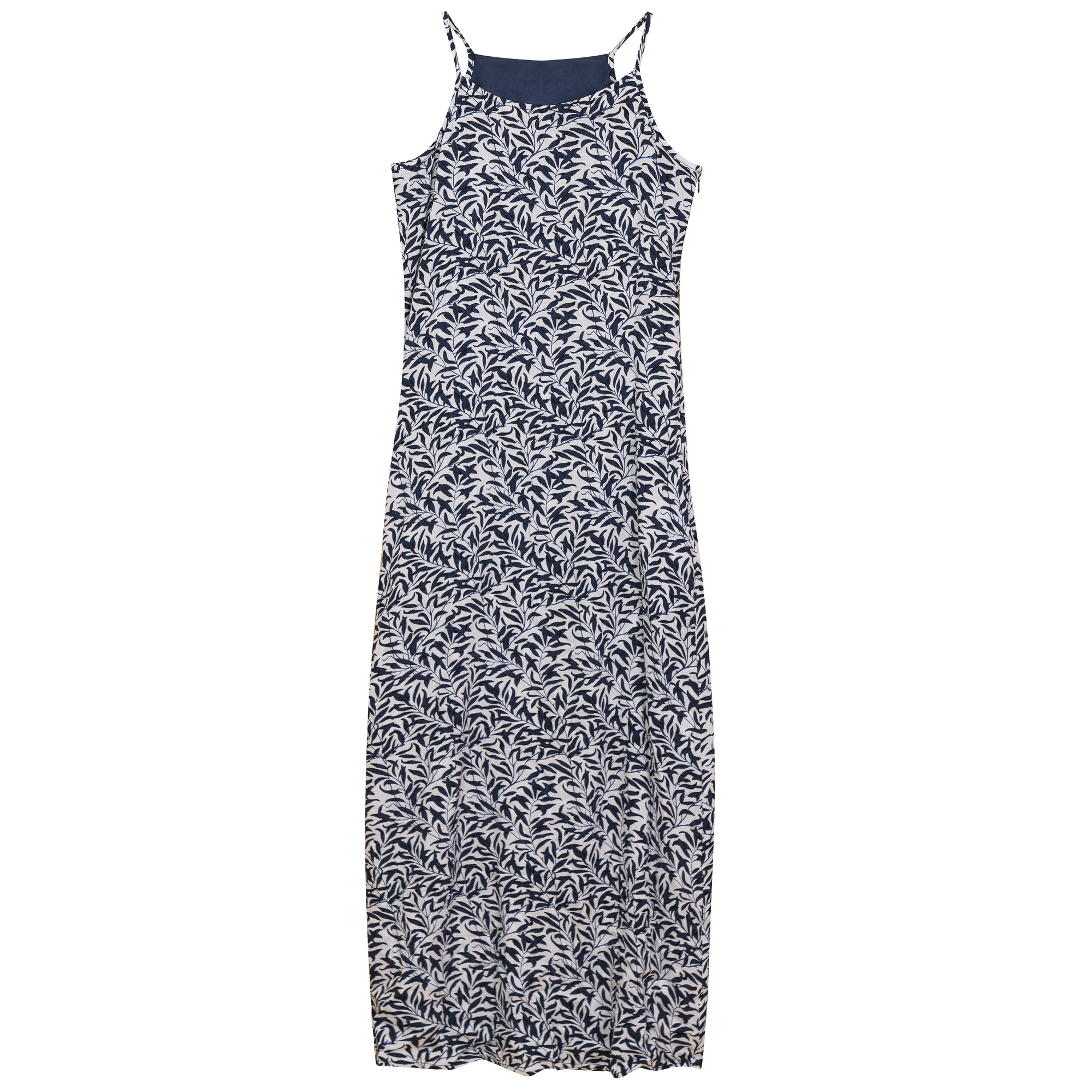 Printed Linen Maxi Jumper in Navy White by The Norway Club