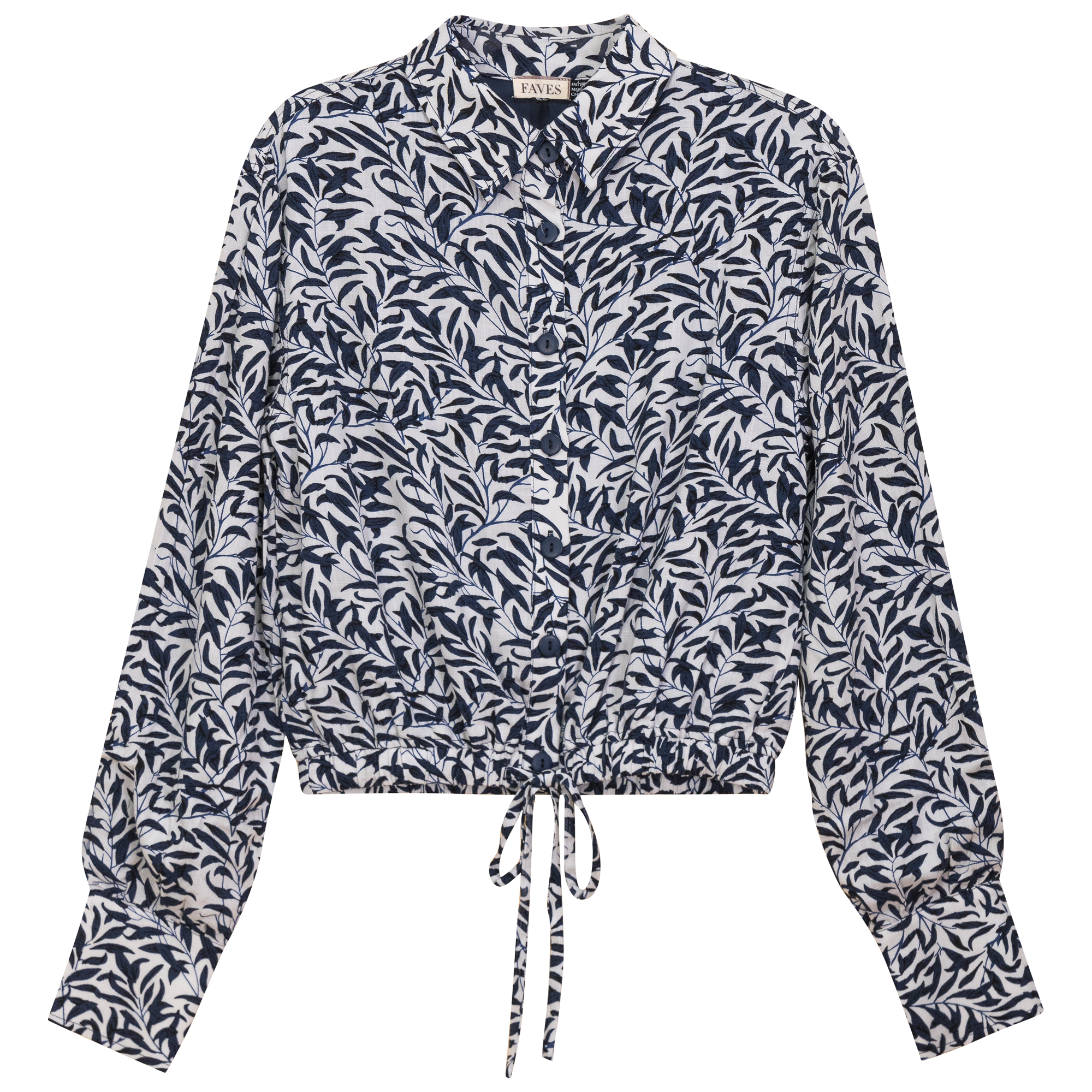 Printed Bungee Shirt in Navy White by Faves