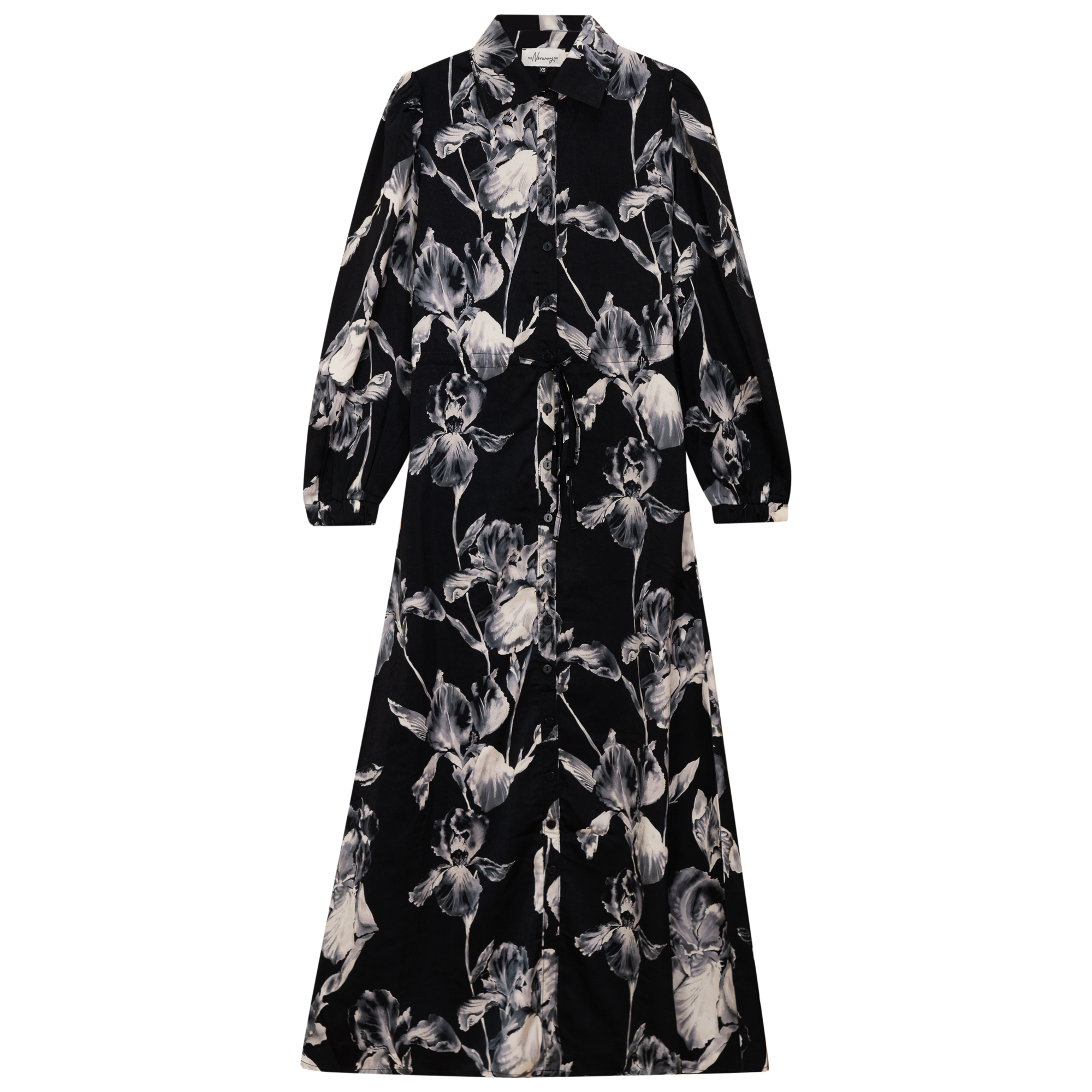 Chiffon Tie Shirt Dress in Black Paisley by The Norway Club